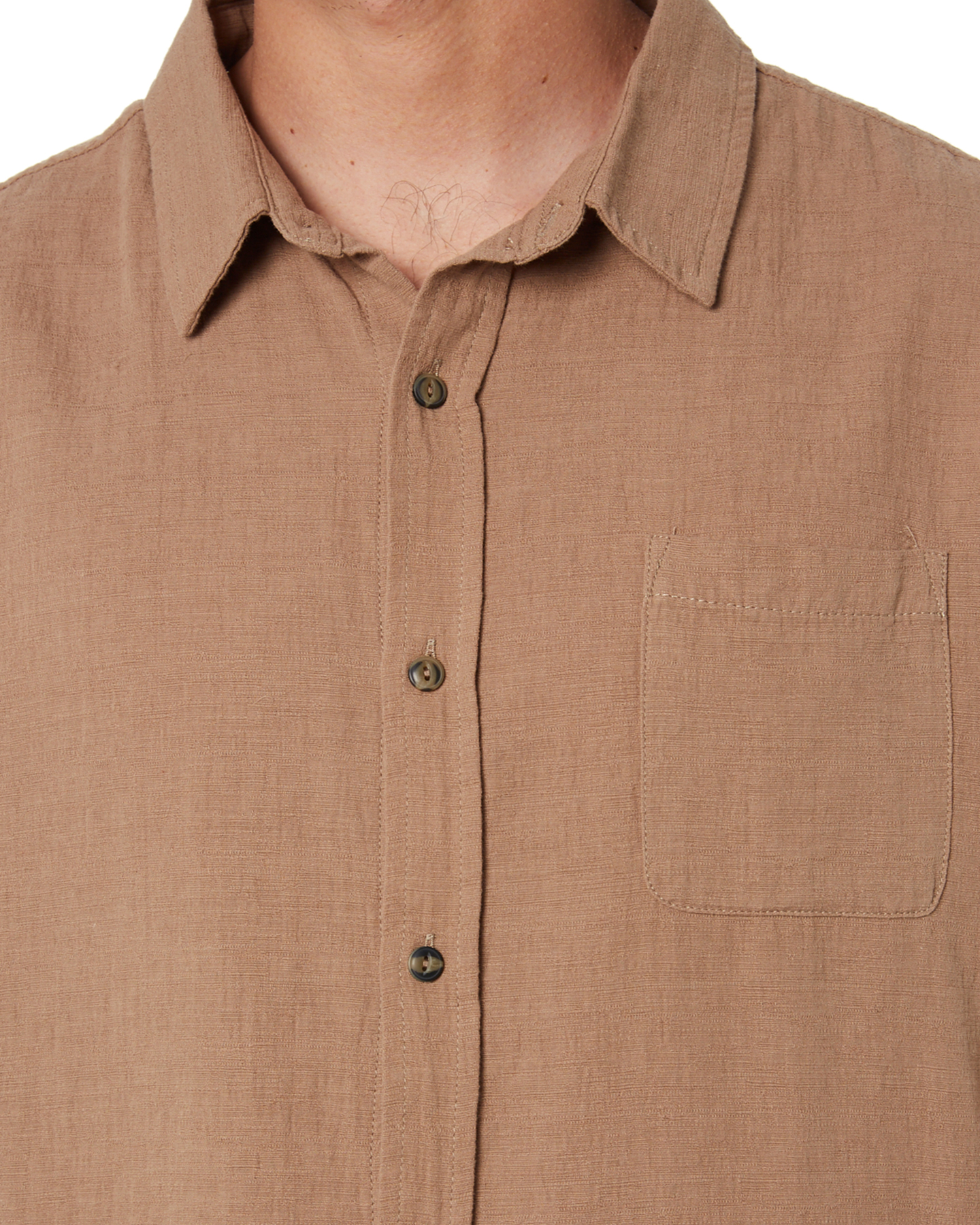 Rusty Overtone Mens Short Sleeve Linen Shirt - Latte | SurfStitch