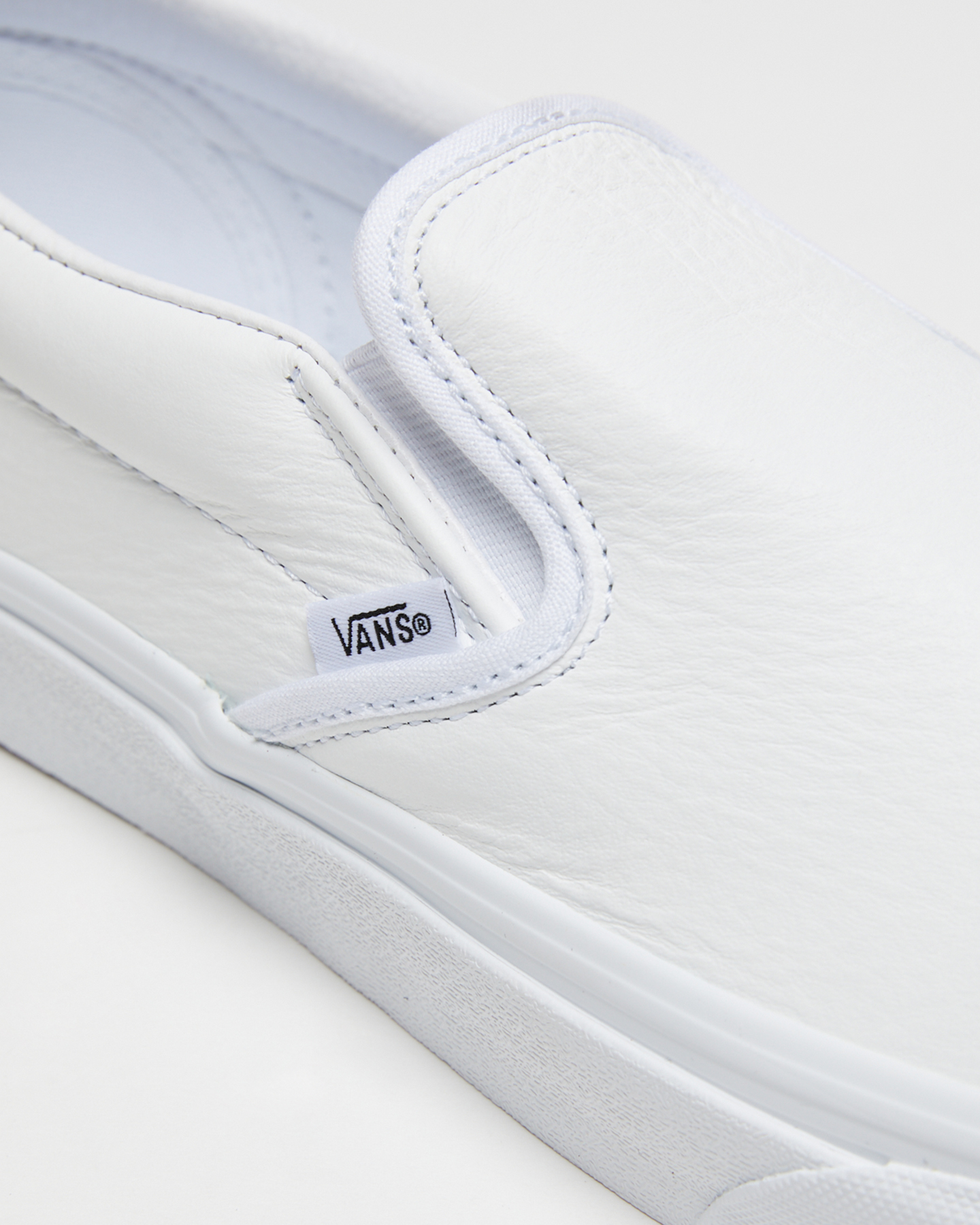 Vans Classic Slip-On Premium Leather Shoe - True White SurfStitch