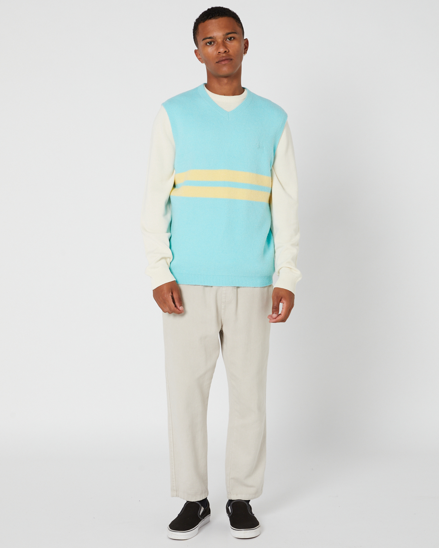 Stussy Brushed Stripe Knit Vest Sea Foam SurfStitch