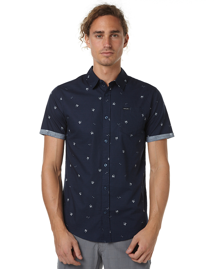 Rip Curl Palmbird Ss Mens Shirt - Navy | SurfStitch