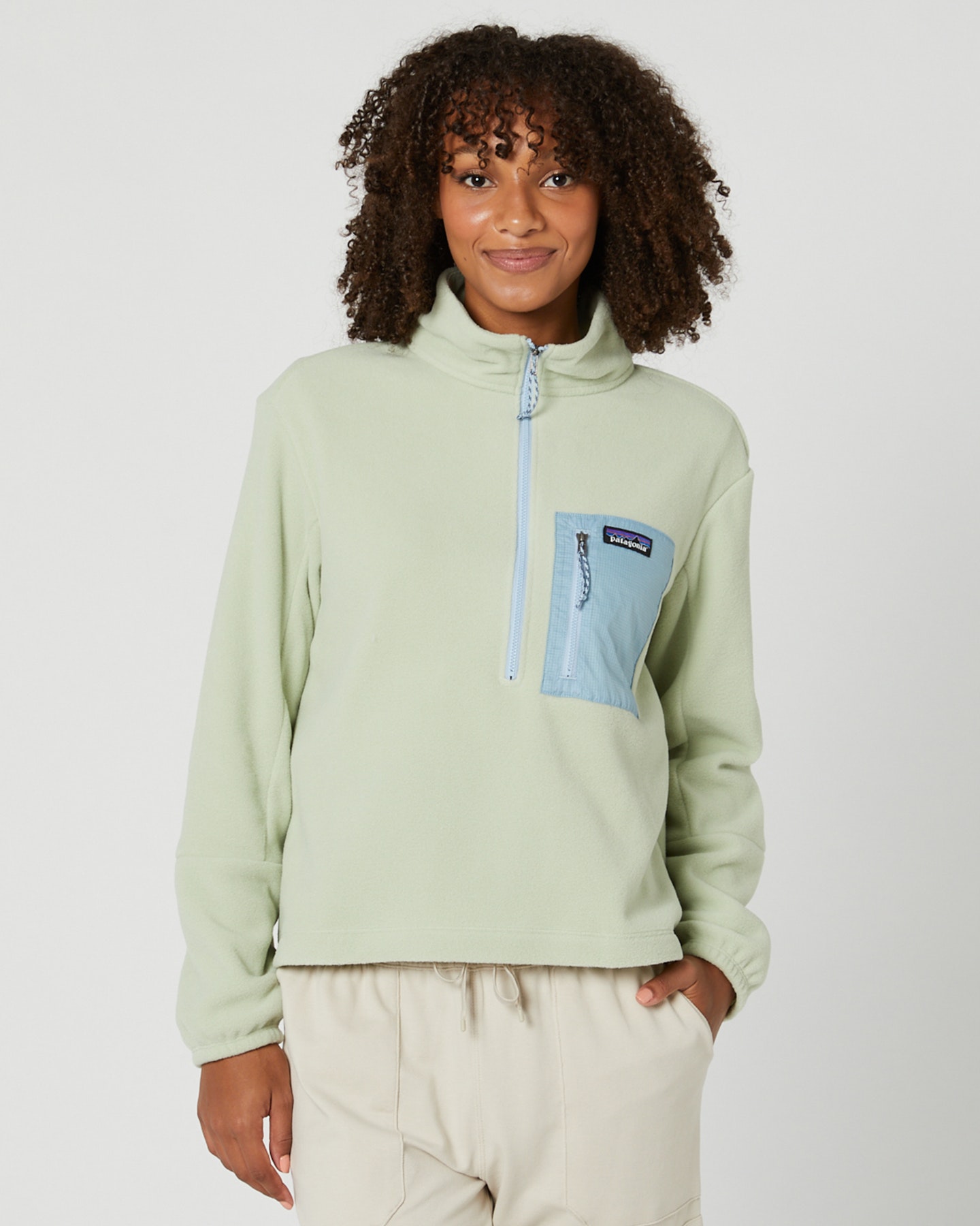 Patagonia Womens Microdini 1/2-Zip Pullover - Green | SurfStitch