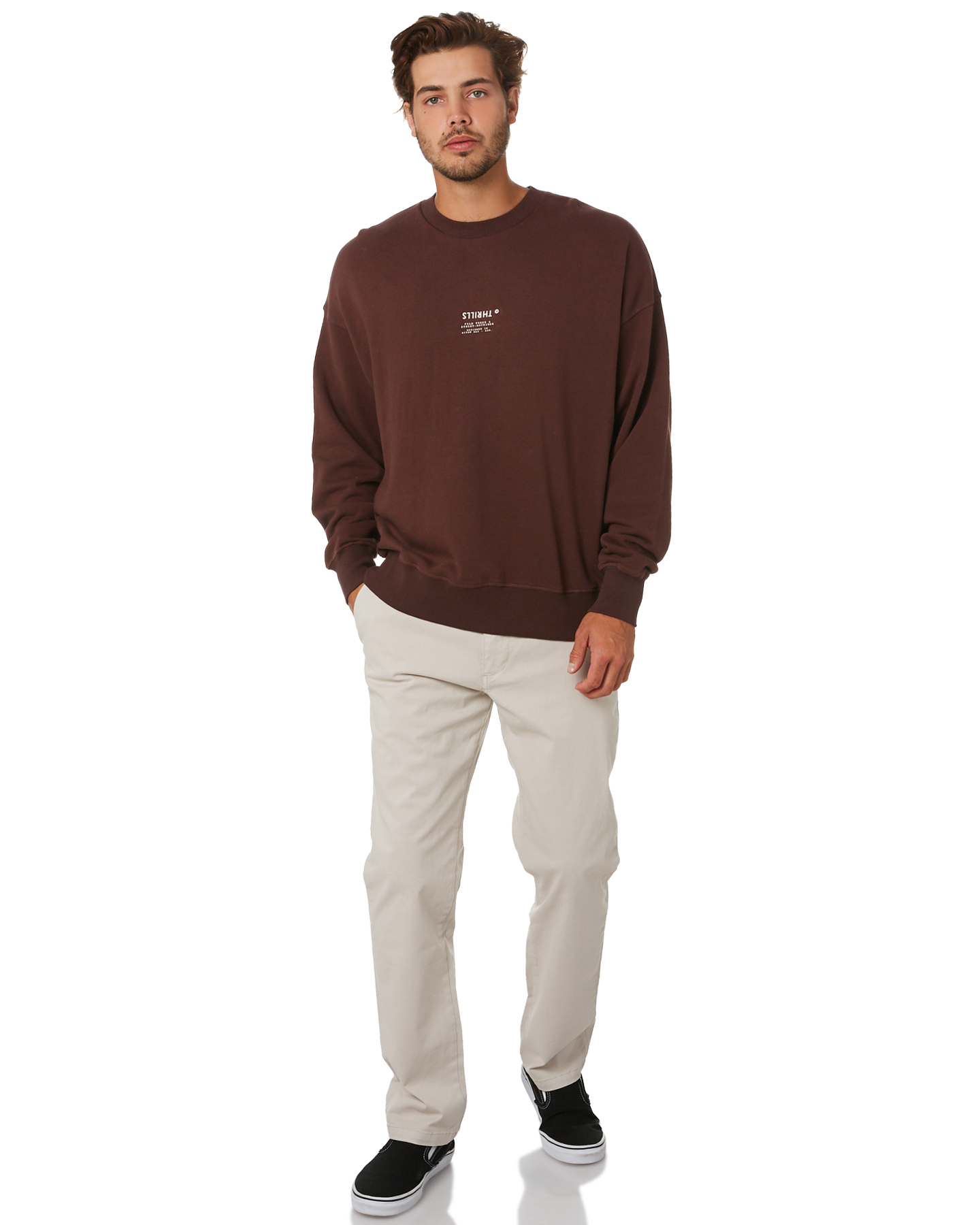 Thrills Liberty Slouch Mens Crew - French Roast | SurfStitch