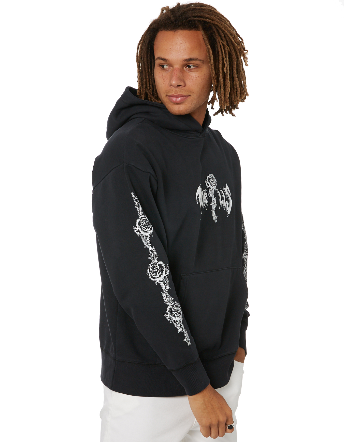 Thrills Hard Fast Loud Mens Slouch Pull On Hood - Washed Black | SurfStitch