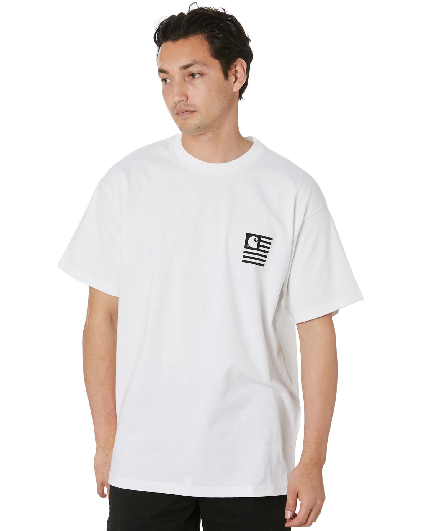 Carhartt State Chromo Mens Ss T-Shirt - White | SurfStitch