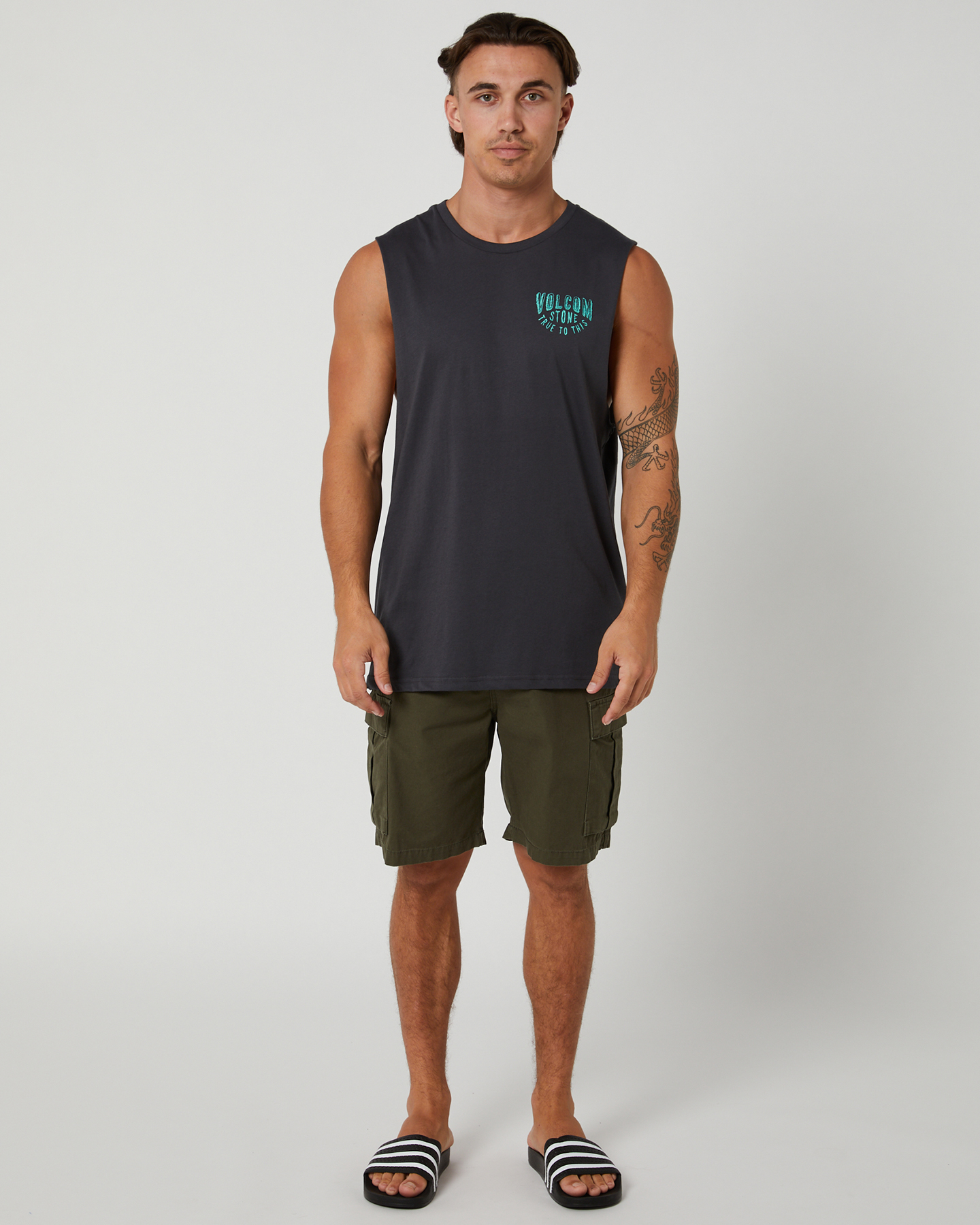Volcom Stone True To This Muscle - Asphalt | SurfStitch