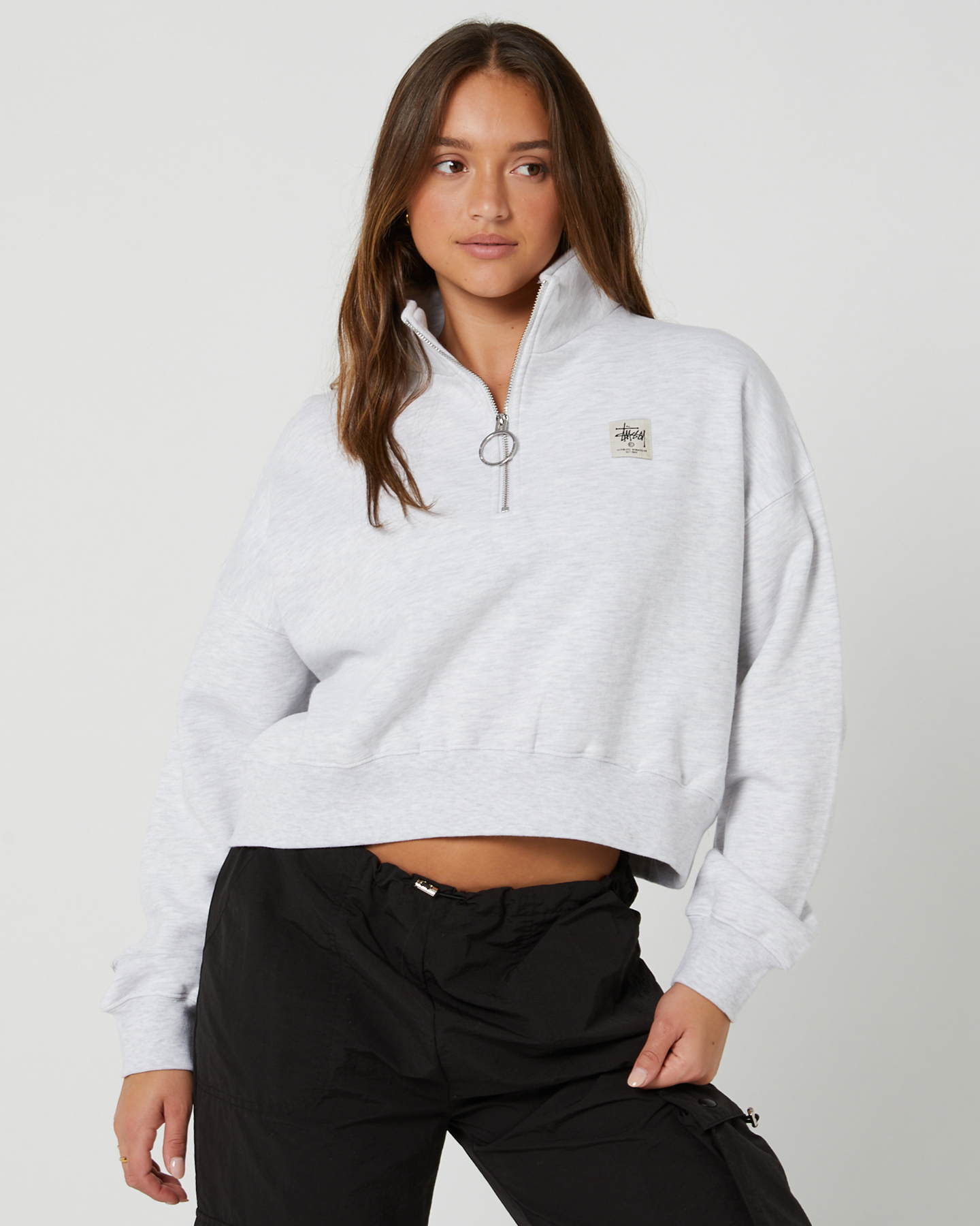 Stussy Workgear 1/4 Zip Fleece Snow Marle SurfStitch