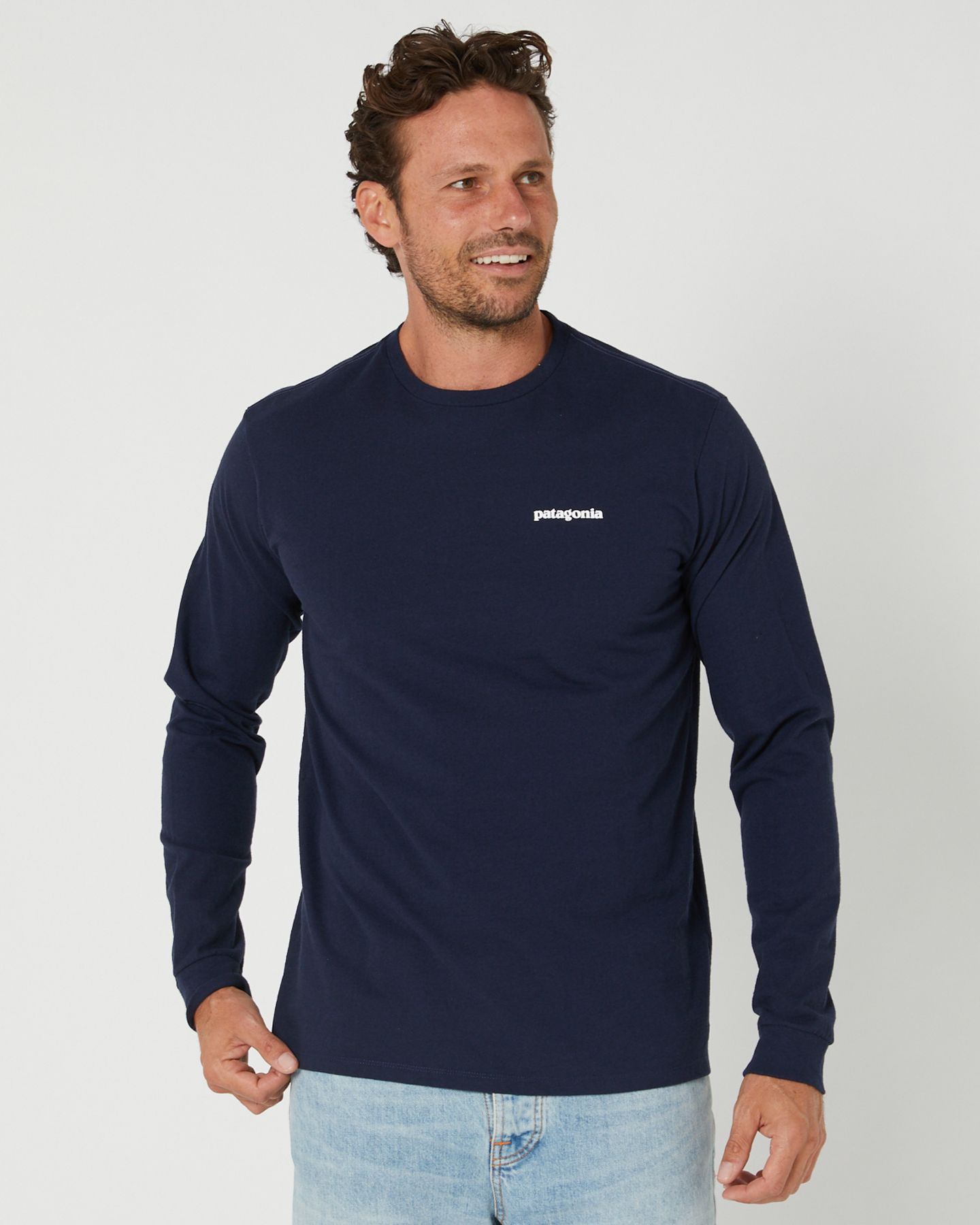 Patagonia Men's Long Sleeve P-6 Logo Responsibili-Tee® - Blue | SurfStitch