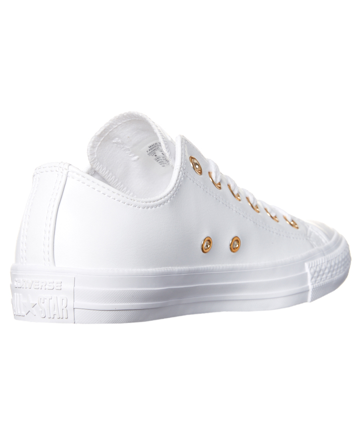 white leather converse with gold studs