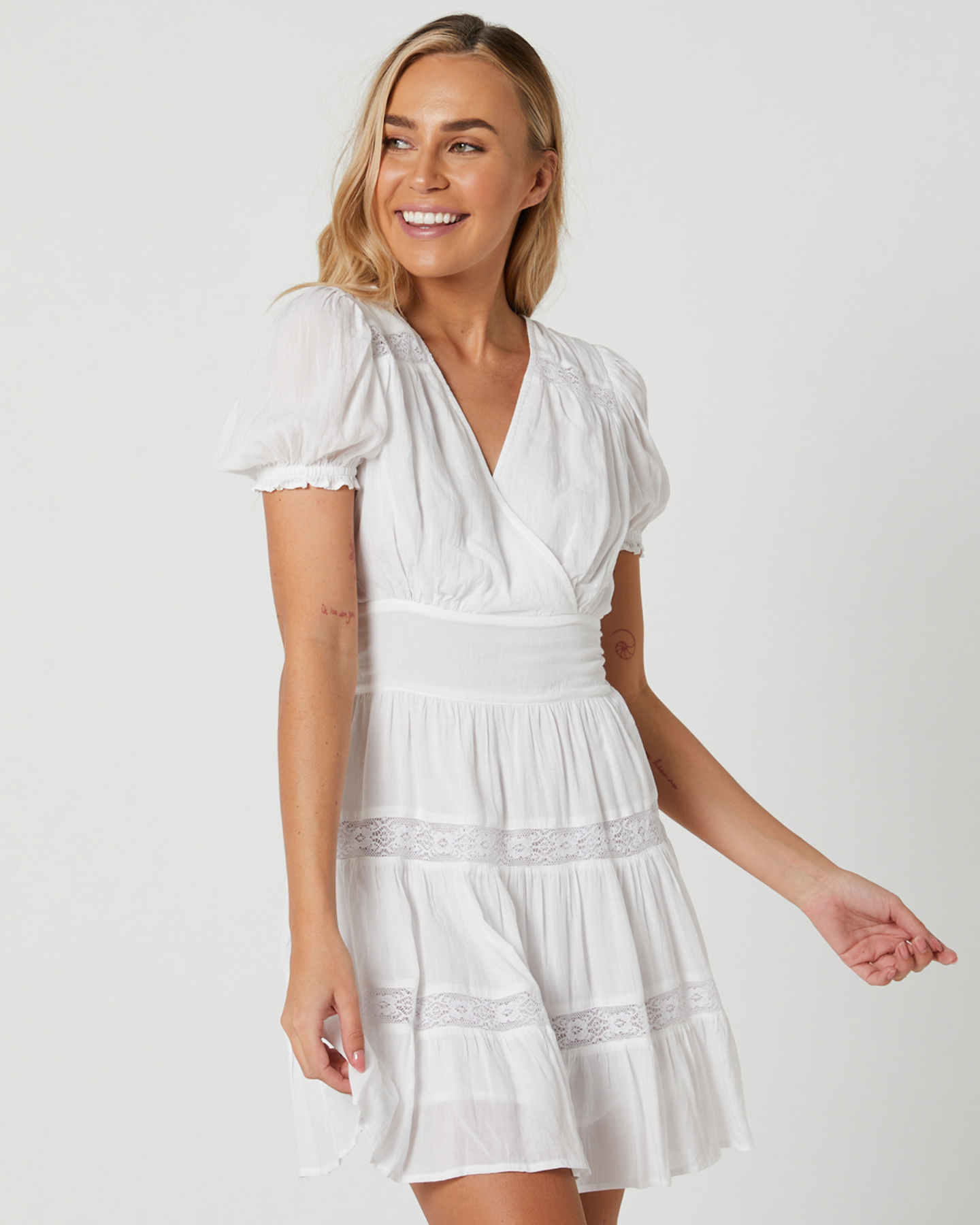 White v neck sundress cheap