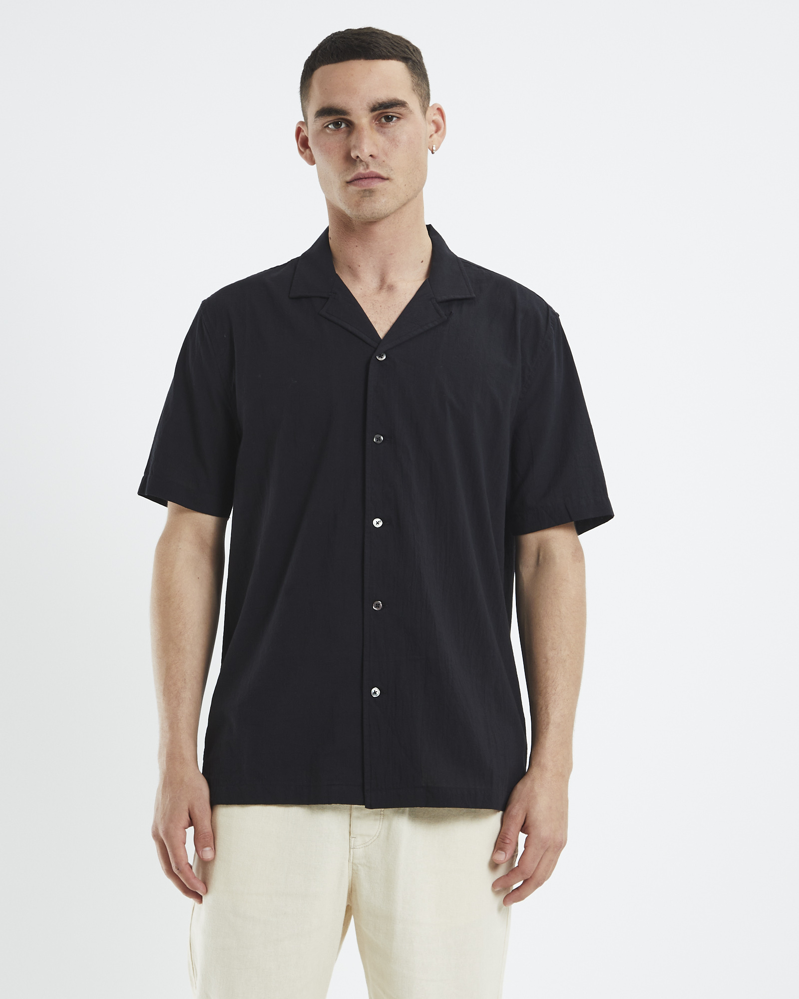 Arvust Heggie Short Sleeve Resort Shirt - Black | SurfStitch