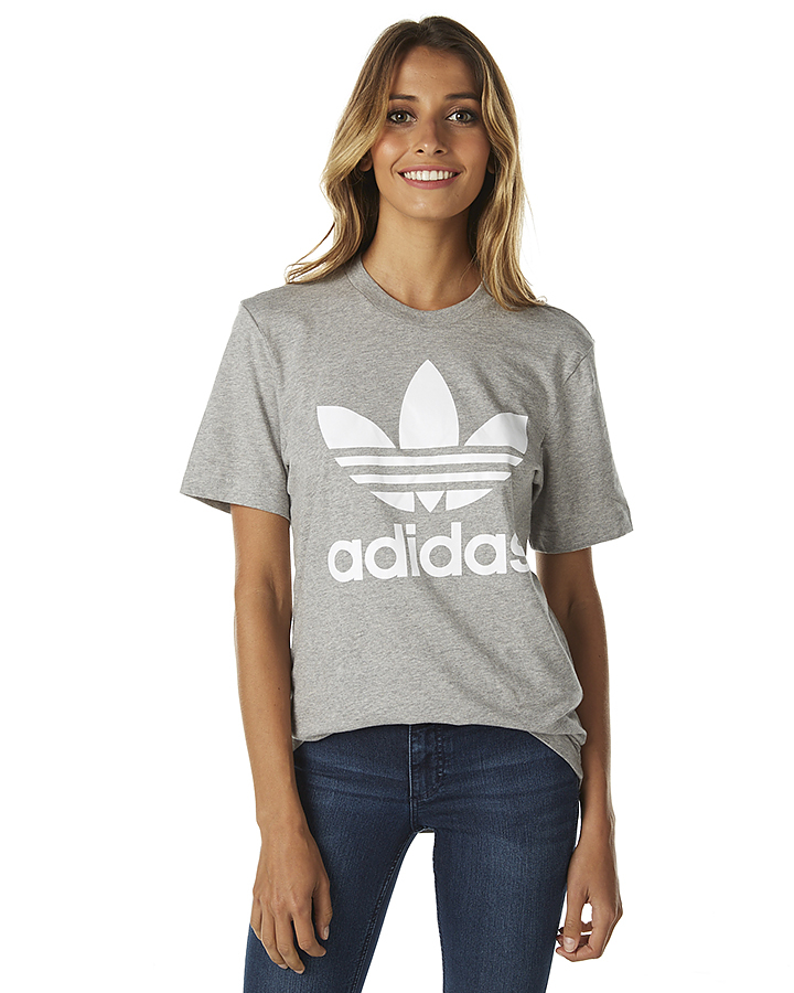 Adidas Originals Originals Womens Trefoil Tee - Medium Grey Heather
