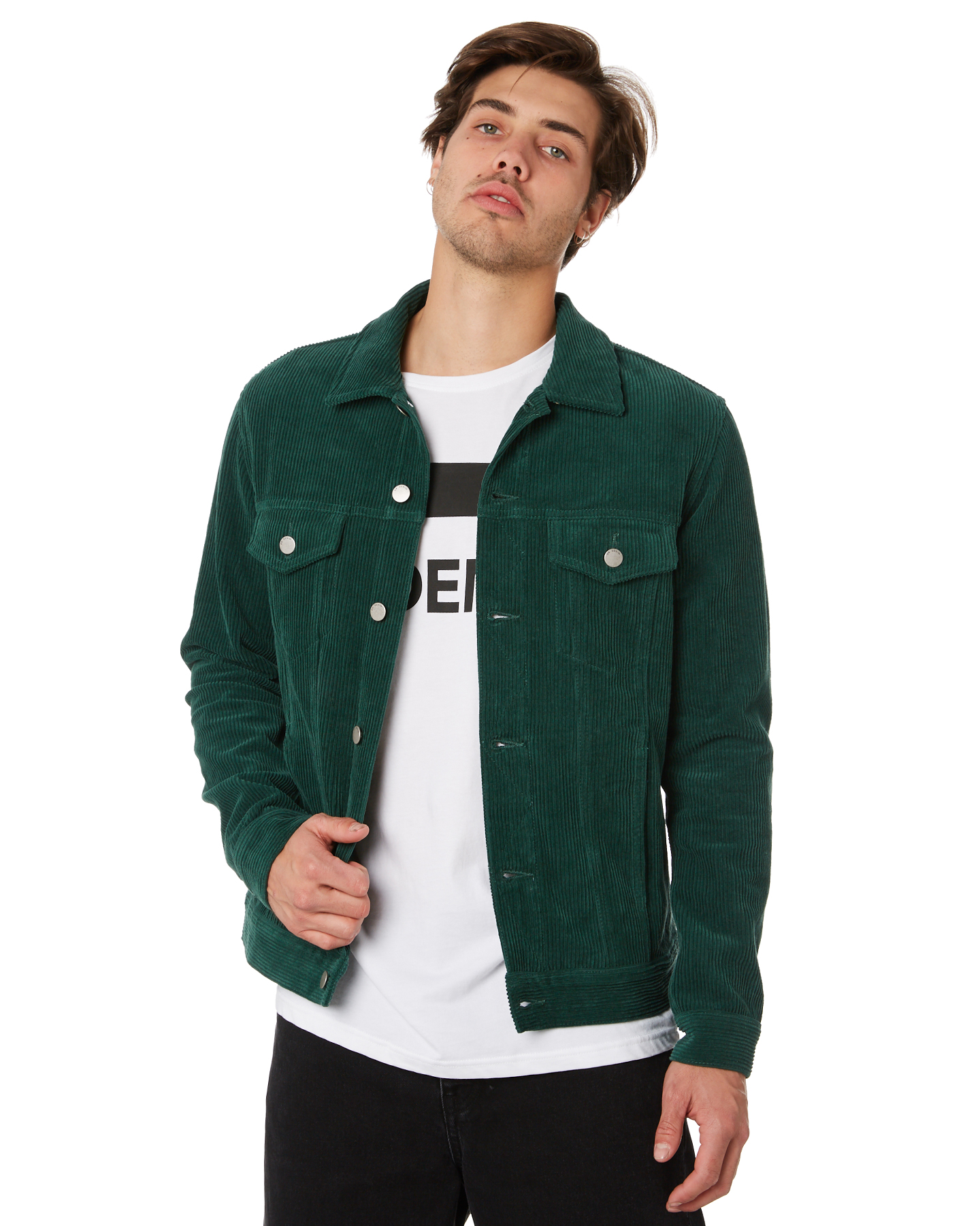 denim jacket green pants