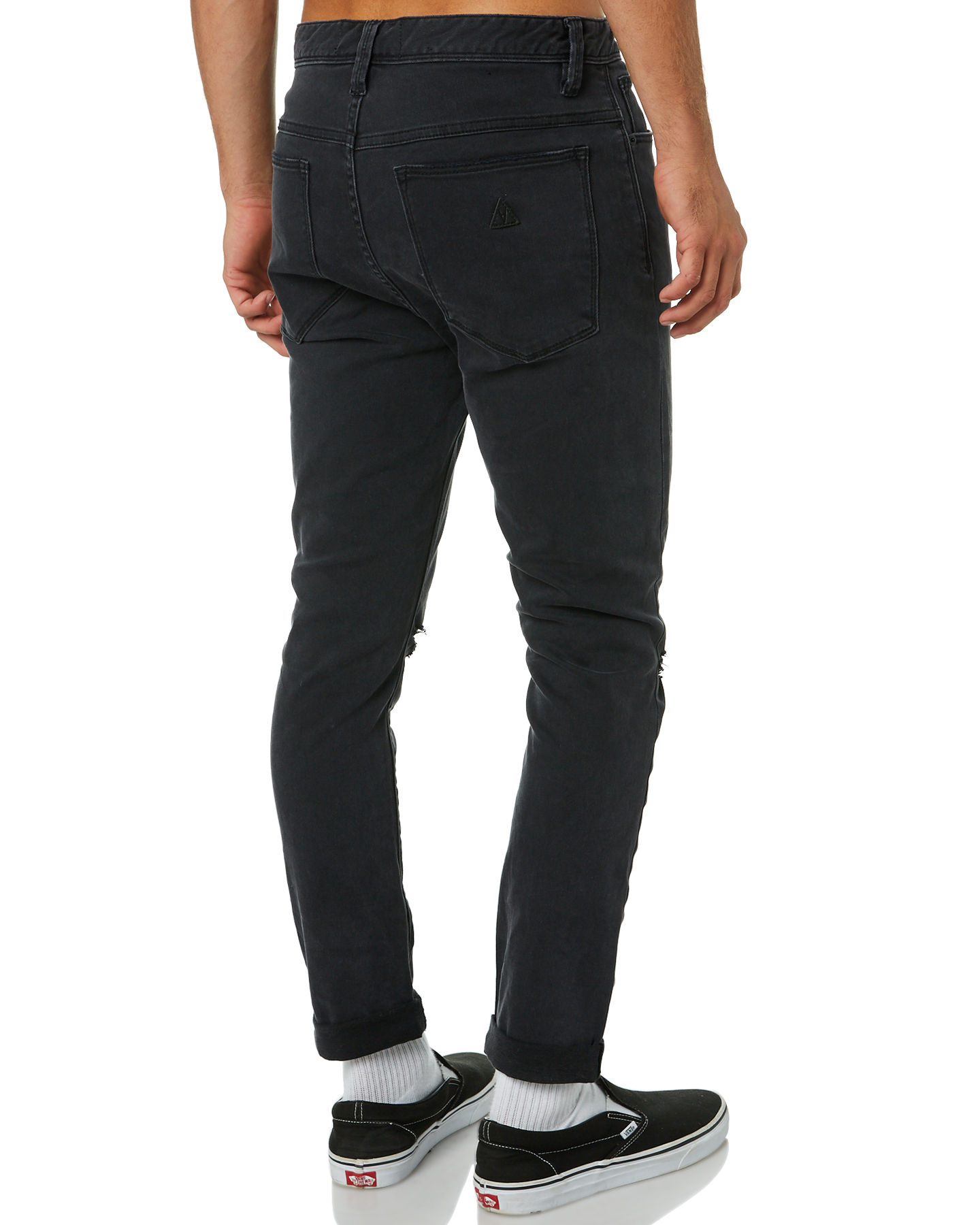 Abrand A Dropped Slim Turn Up Mens Jean - Smoked | SurfStitch