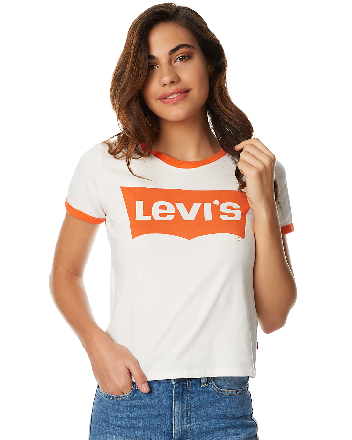 Levi`S Ringer Womens Graphic Surf Tee Orange Tab - Marshmellow | SurfStitch