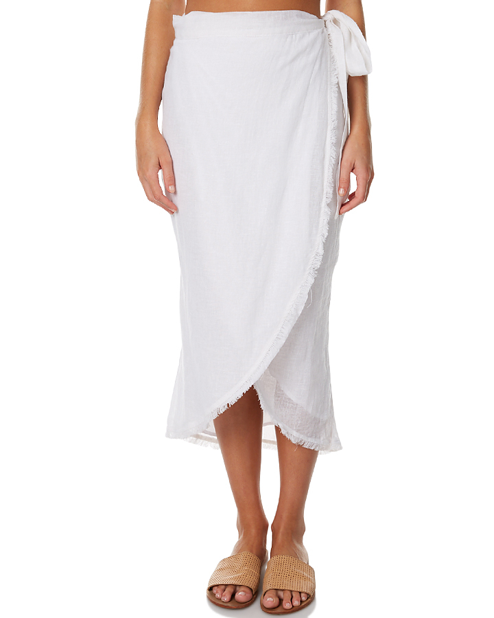 Rue Stiic Venice Womens Linen Wrap Skirt - White | SurfStitch