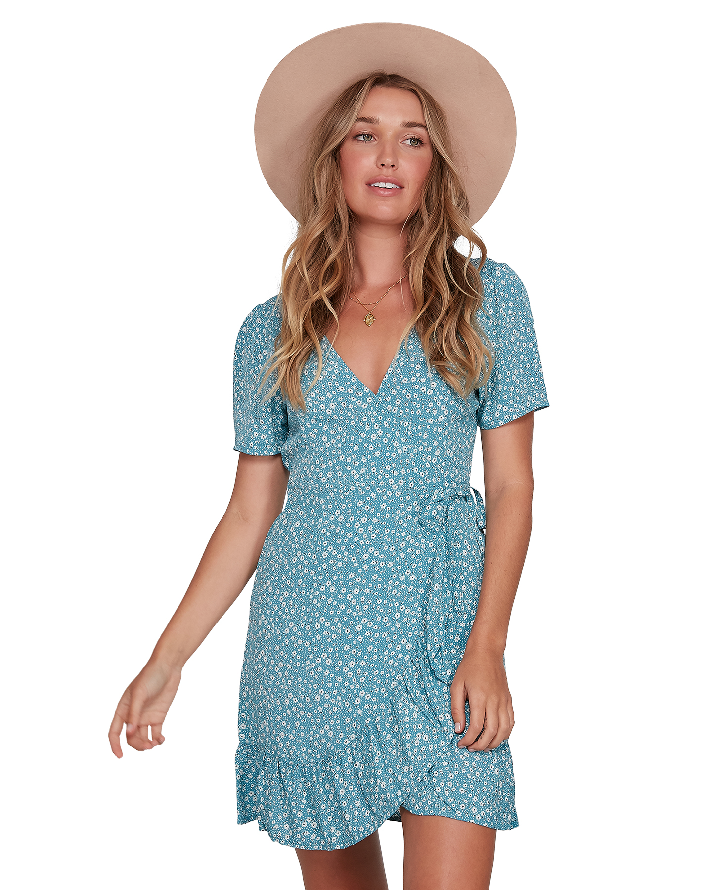 Billabong Bluesday Wrap Dress Ocean Teal SurfStitch