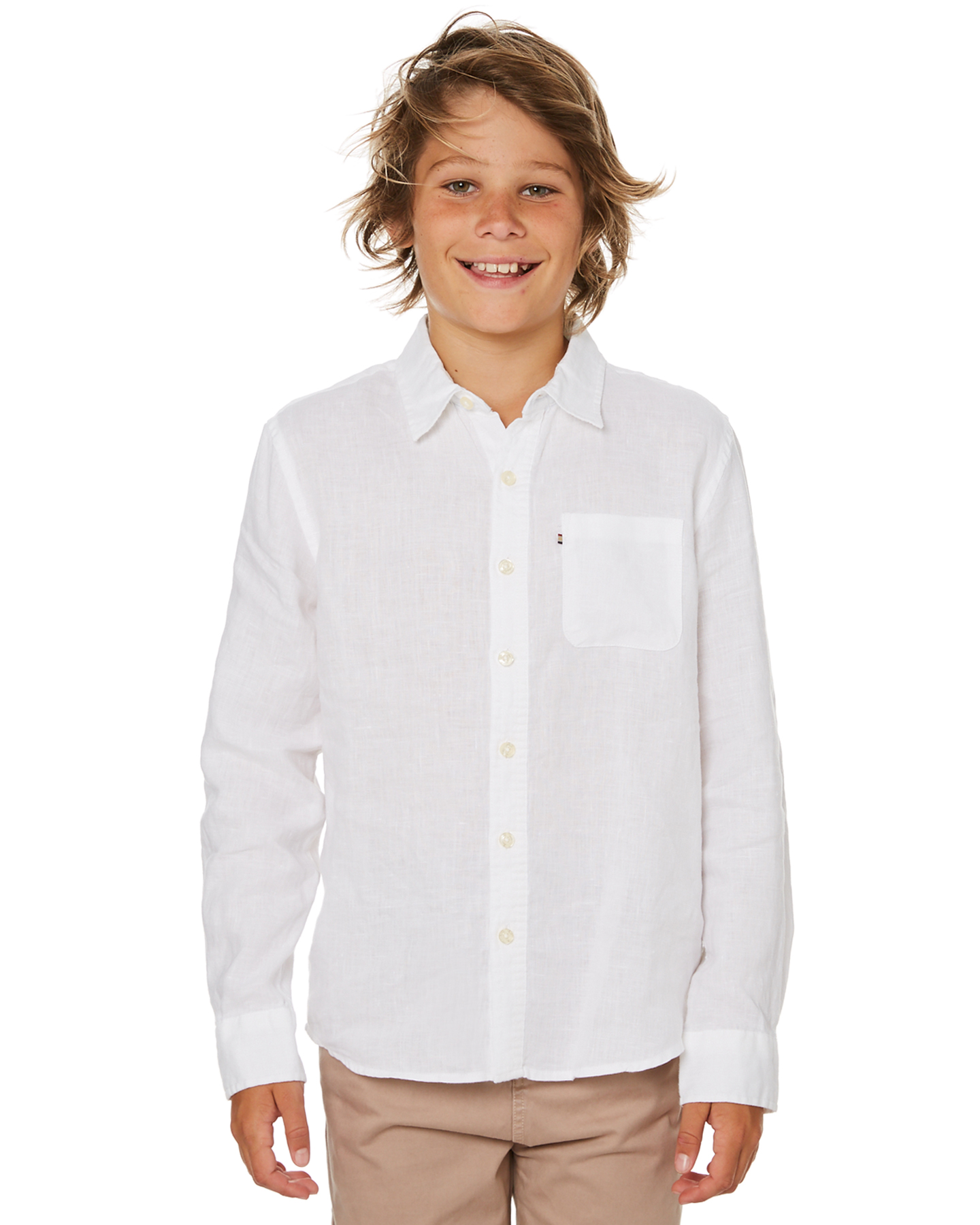 Academy Brand Boys Hampton Linen Shirt - Teens - White | SurfStitch