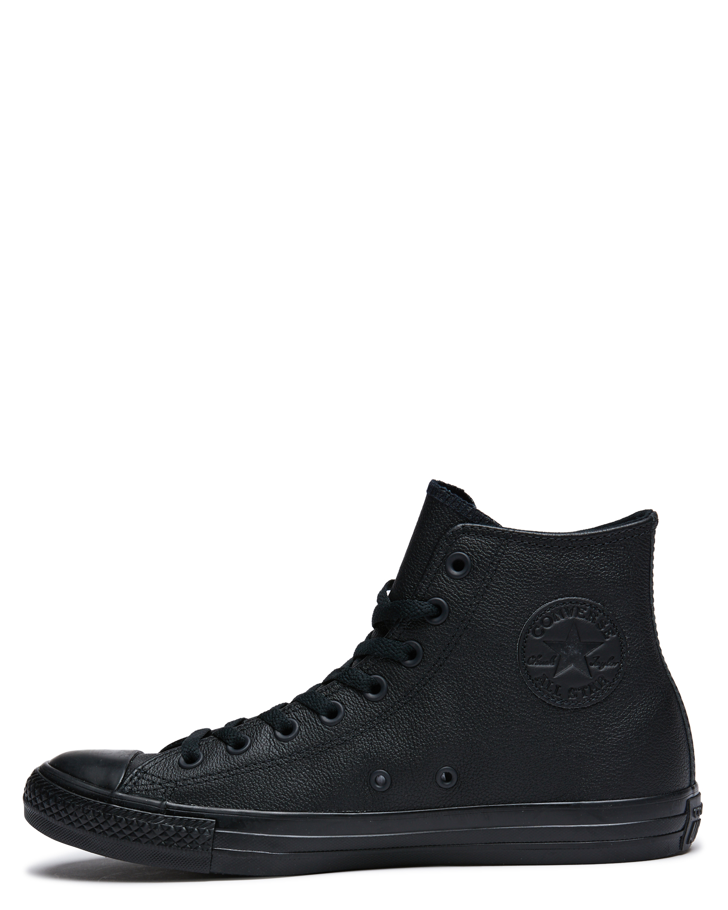 black monochrome leather converse