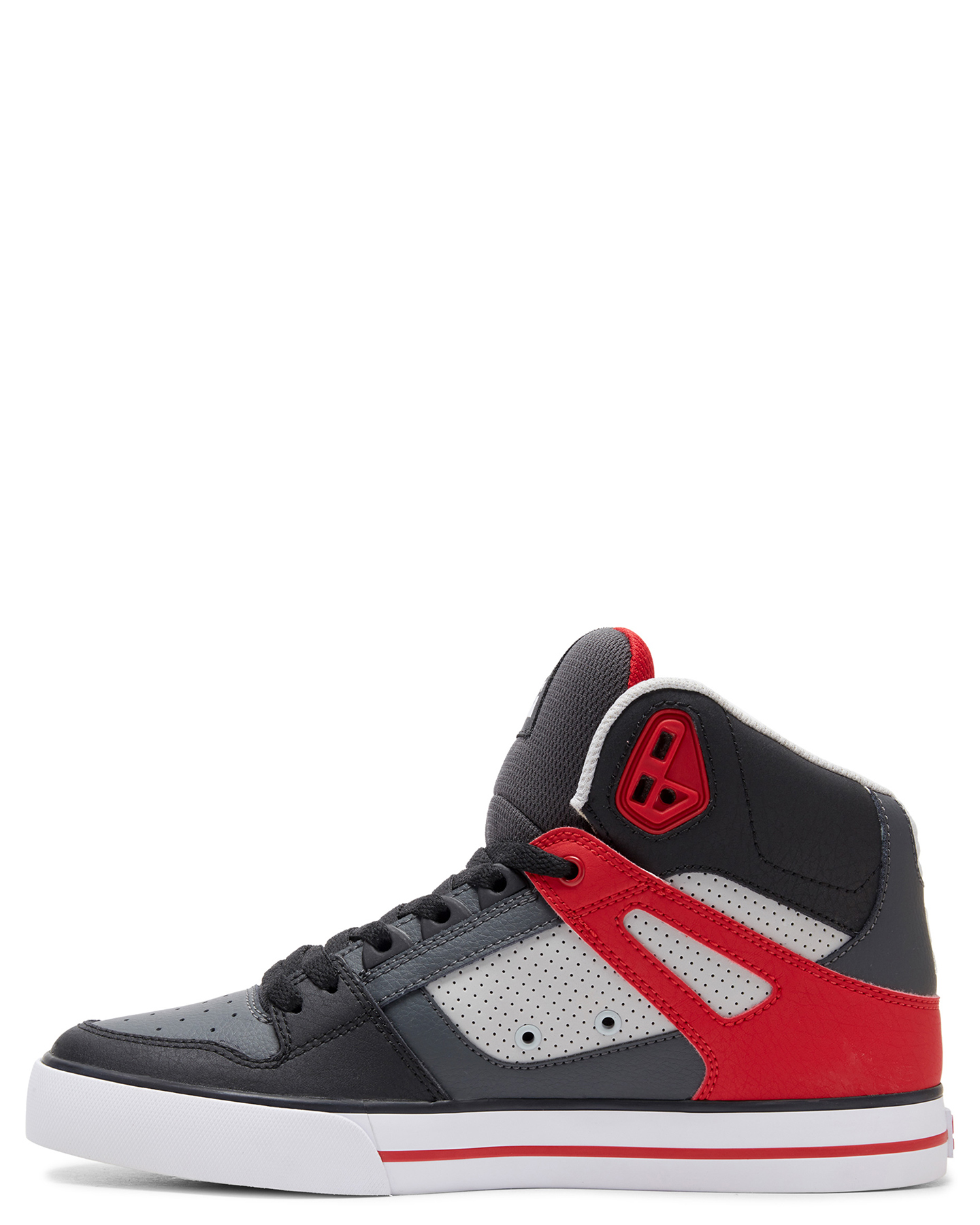 Dc Shoes Mens Pure Hi Top Shoe - Grey/Red | SurfStitch