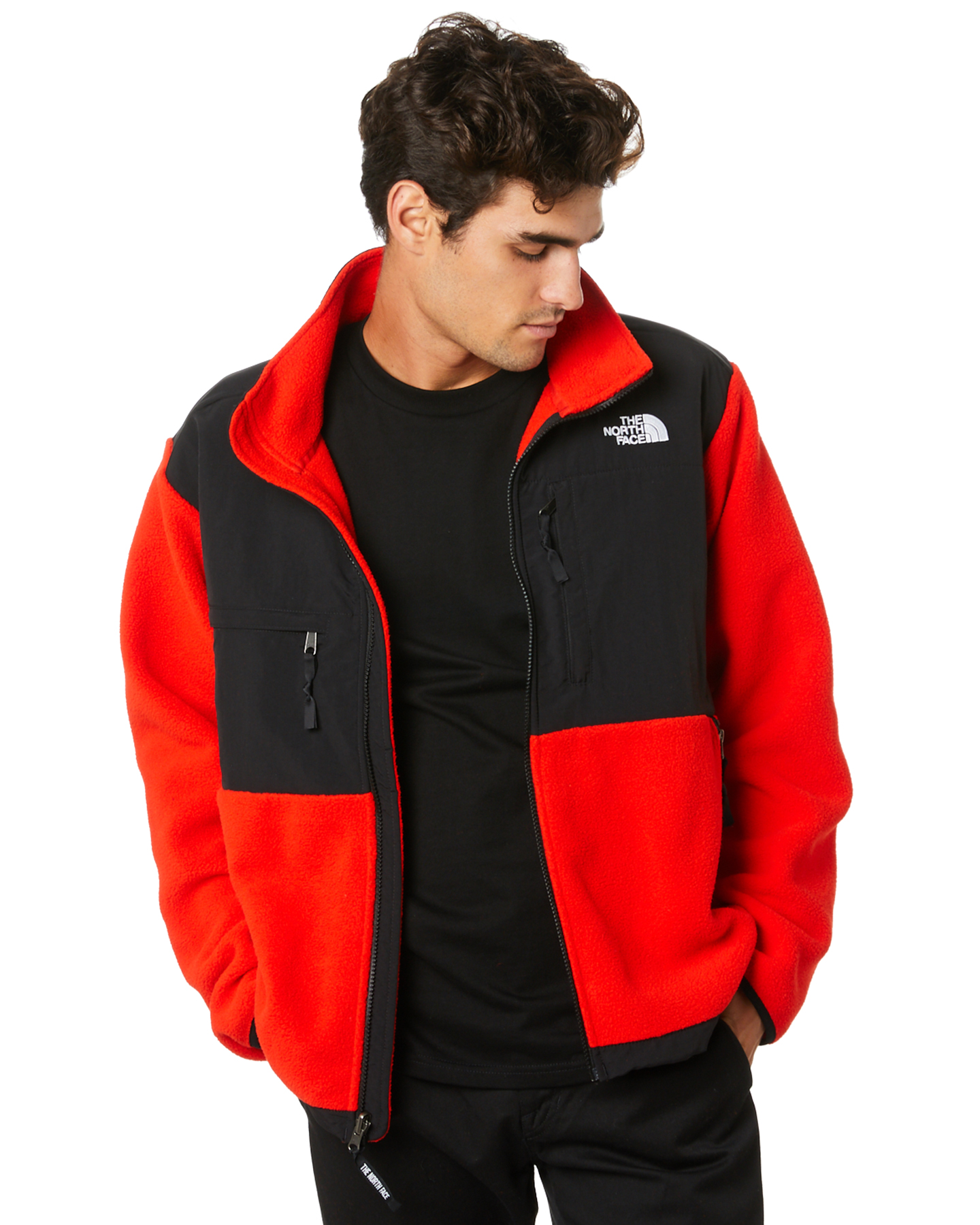 north face vest red