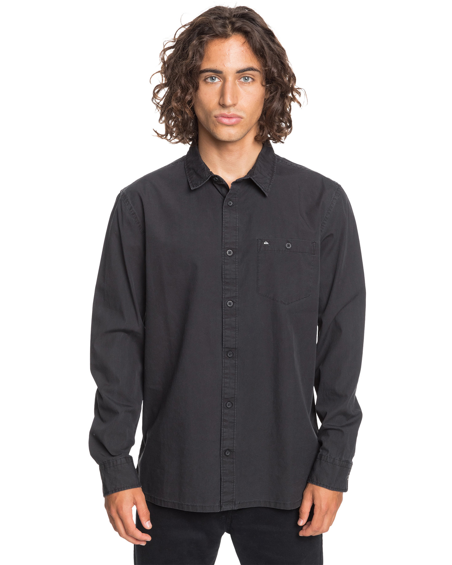 Quiksilver Mens Taxer Long Sleeve Shirt - Black | SurfStitch