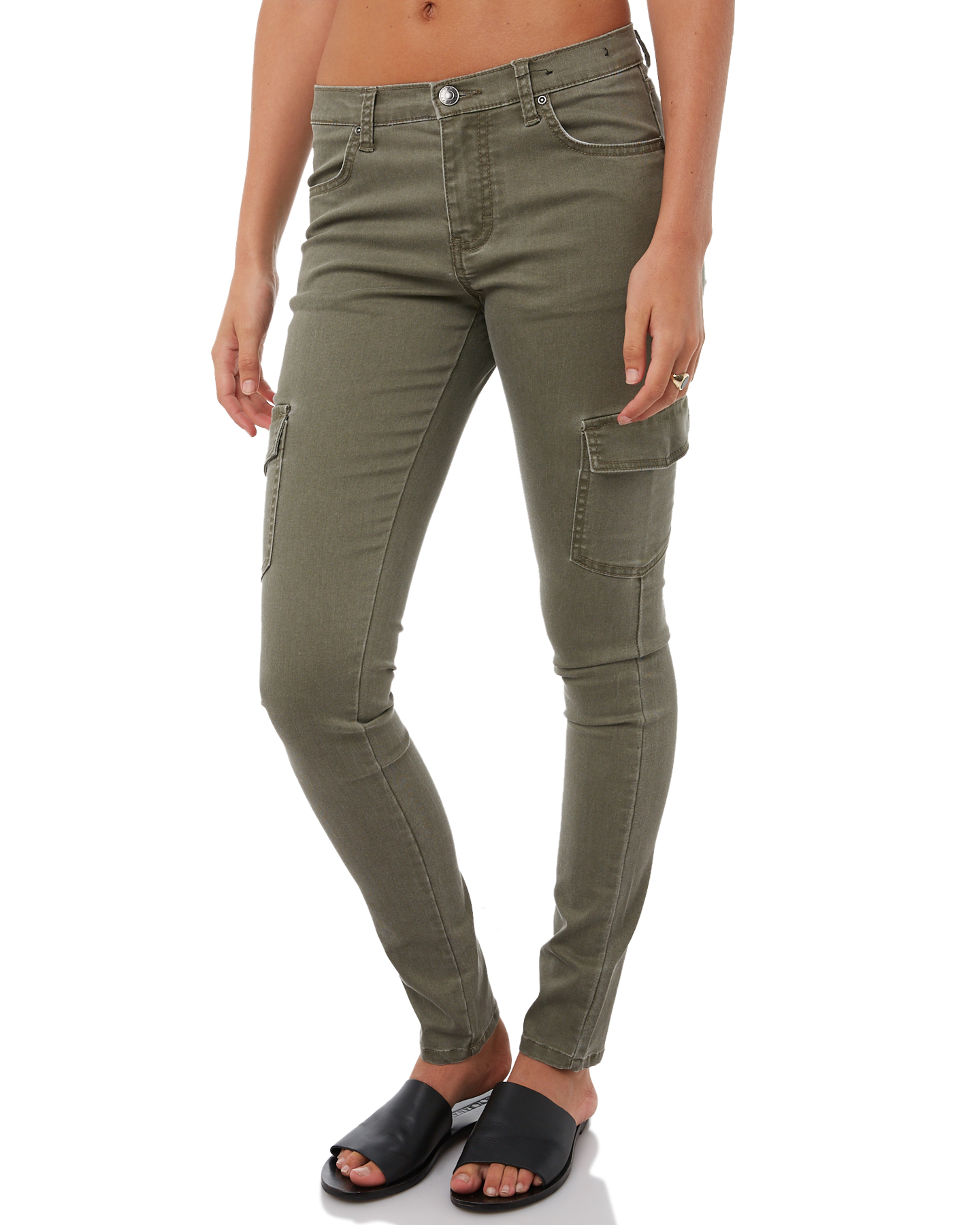 Rusty Womens Spray On Cargo Pant - Rifle Green | SurfStitch