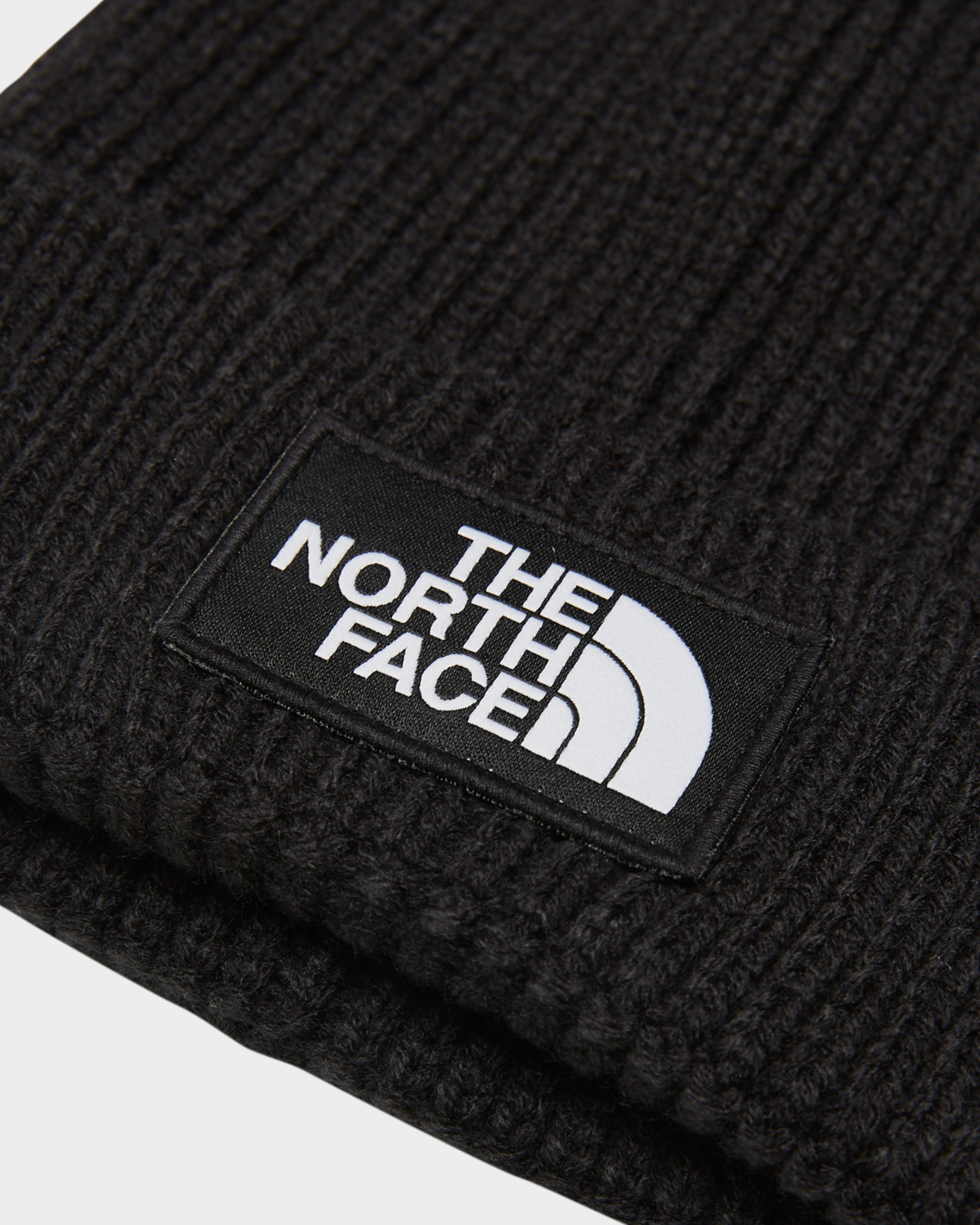 north face logo box cuffed beanie black