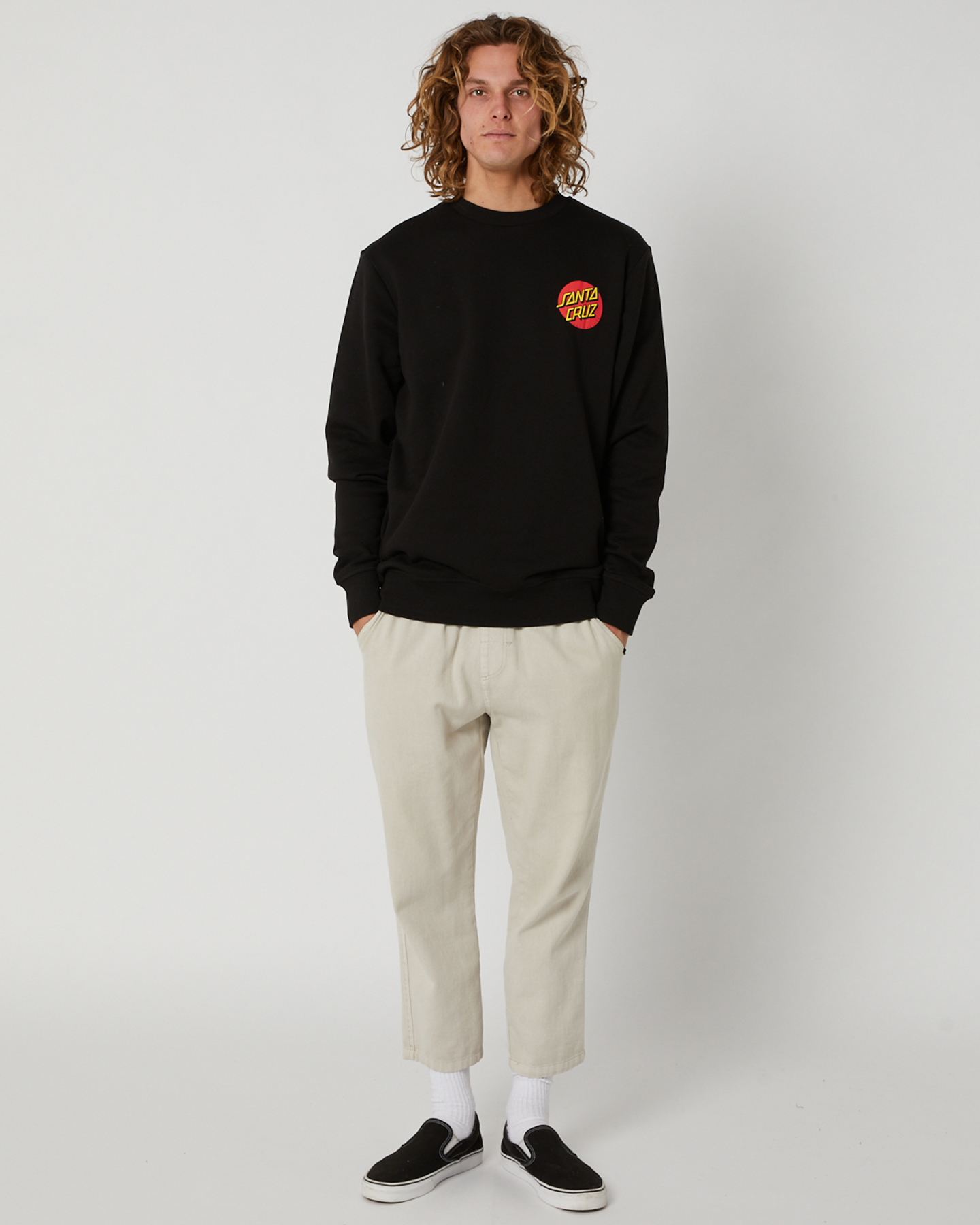 Santa Cruz Classic Dot Chest Sweater - Black | SurfStitch