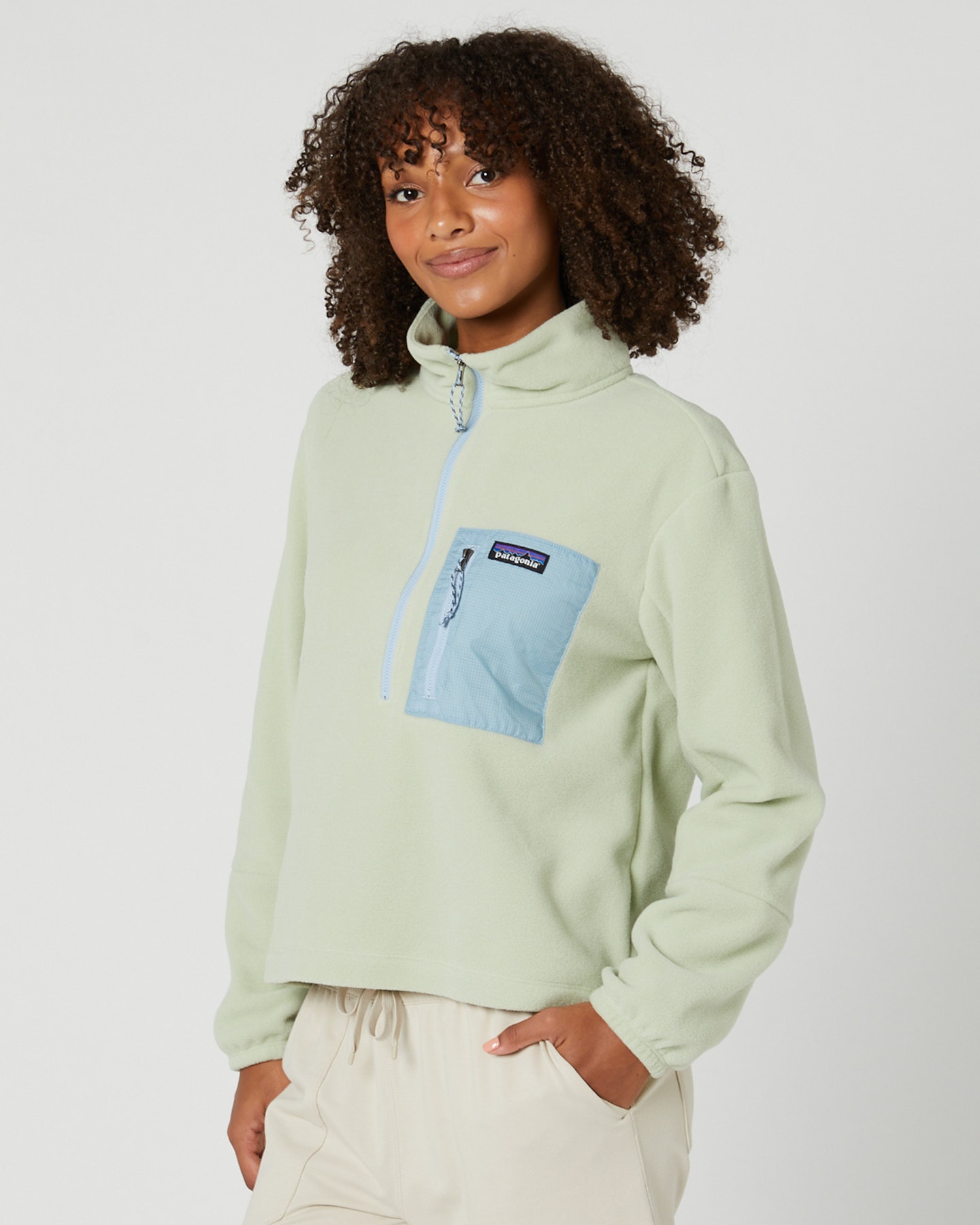 Patagonia Womens Microdini 1/2-Zip Pullover - Green | SurfStitch