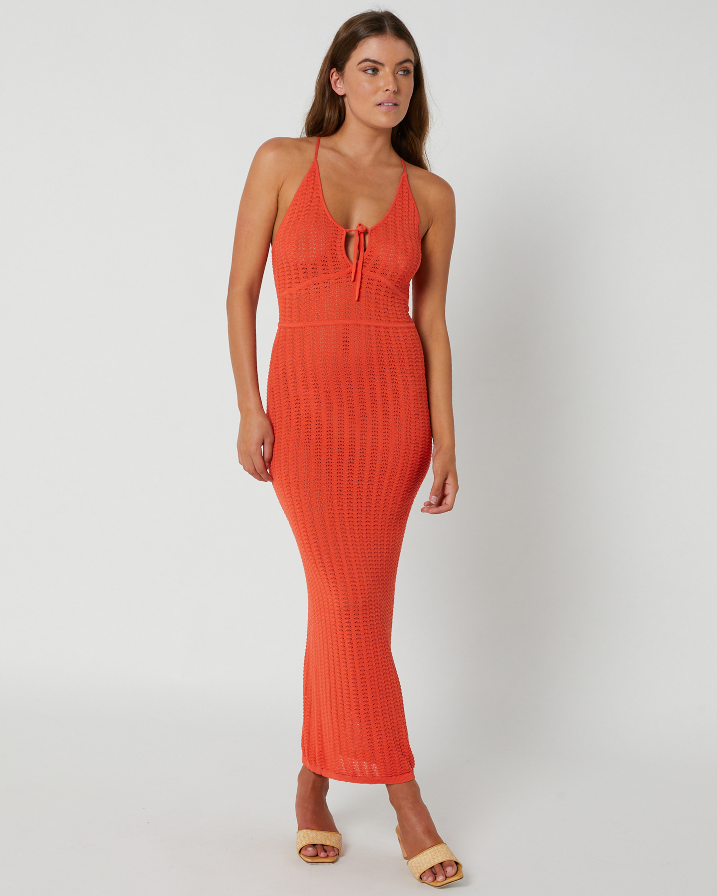 Tigerlily Leilani Demi Midi Dress Hot Coral SurfStitch