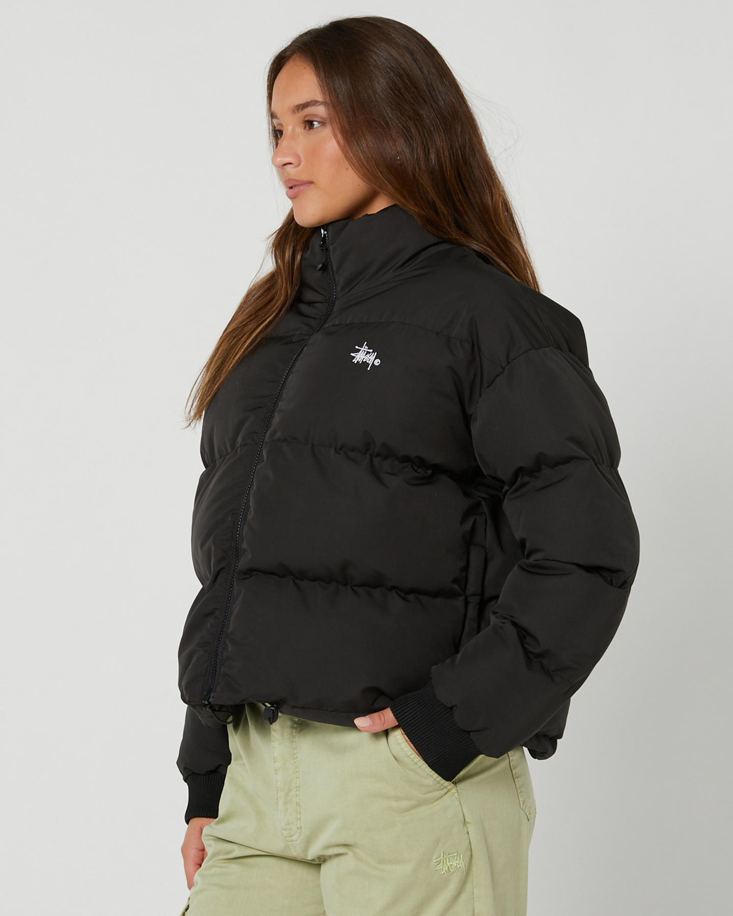 Stussy Graffiti Puffa Jacket Black - Black | SurfStitch