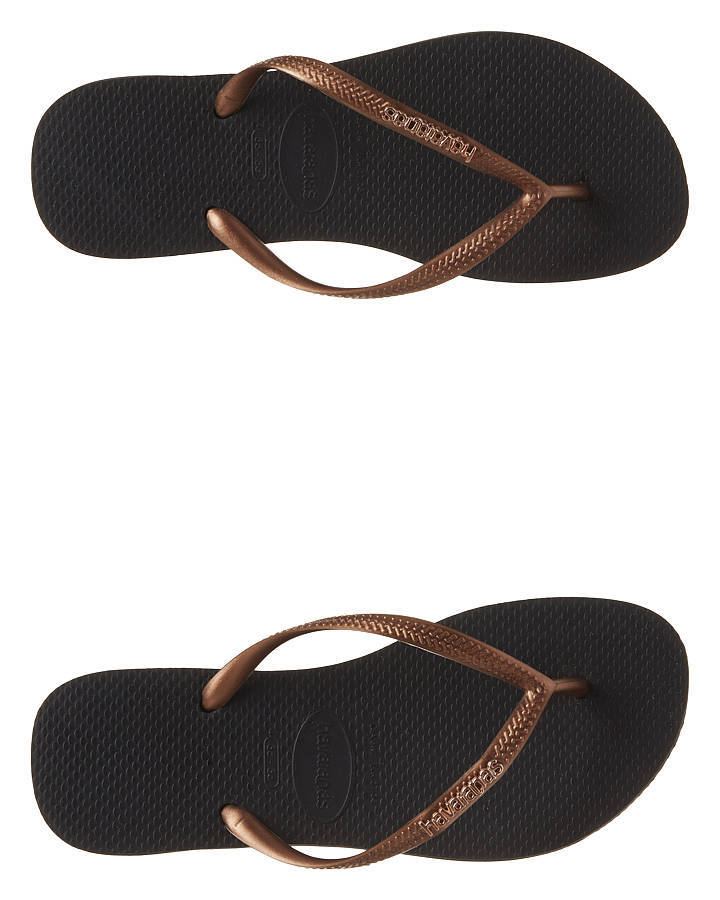 havaianas slim black with gold logo