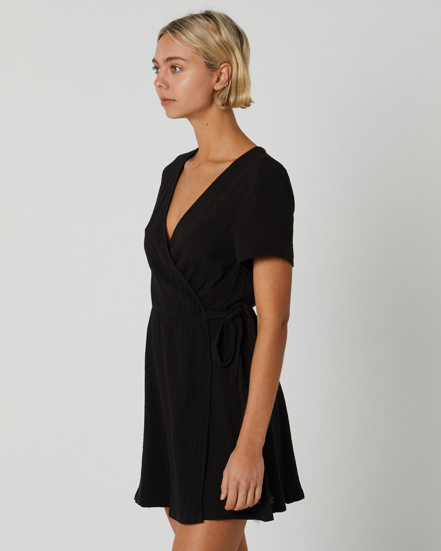 Swell Winnioa Wrap Mini Dress Black - Black | SurfStitch