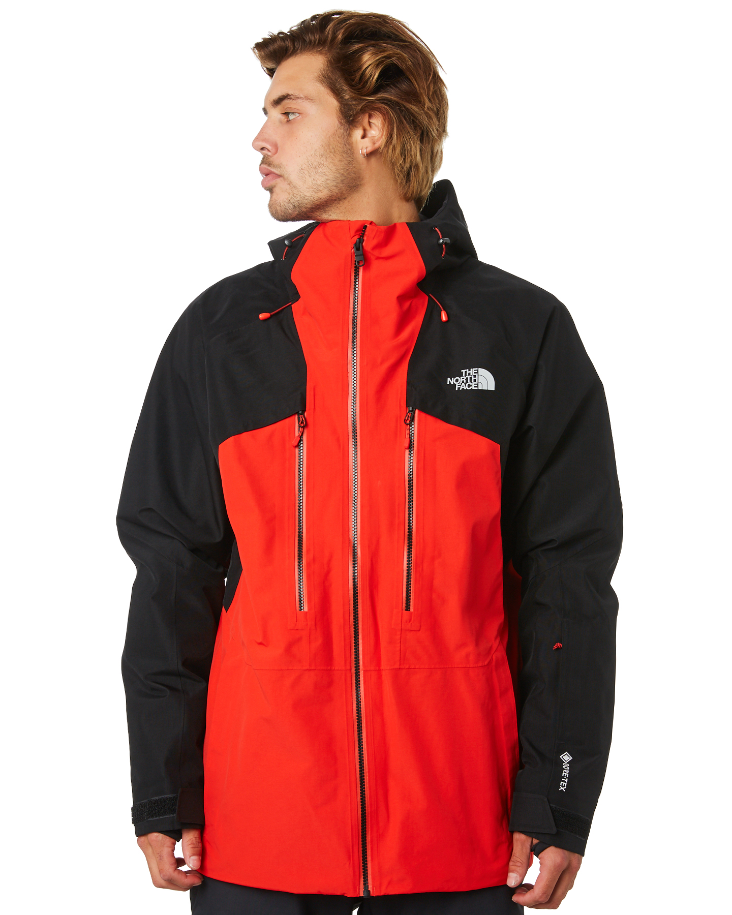 mens black and red north face jacket