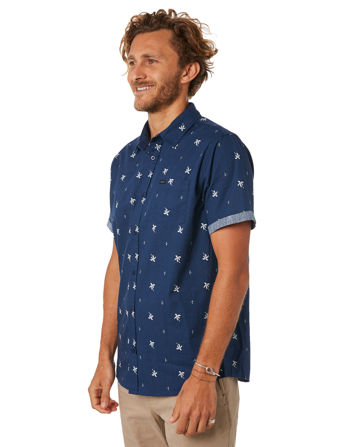  Rip Curl  Spring Palm Mens Ss Shirt Navy SurfStitch