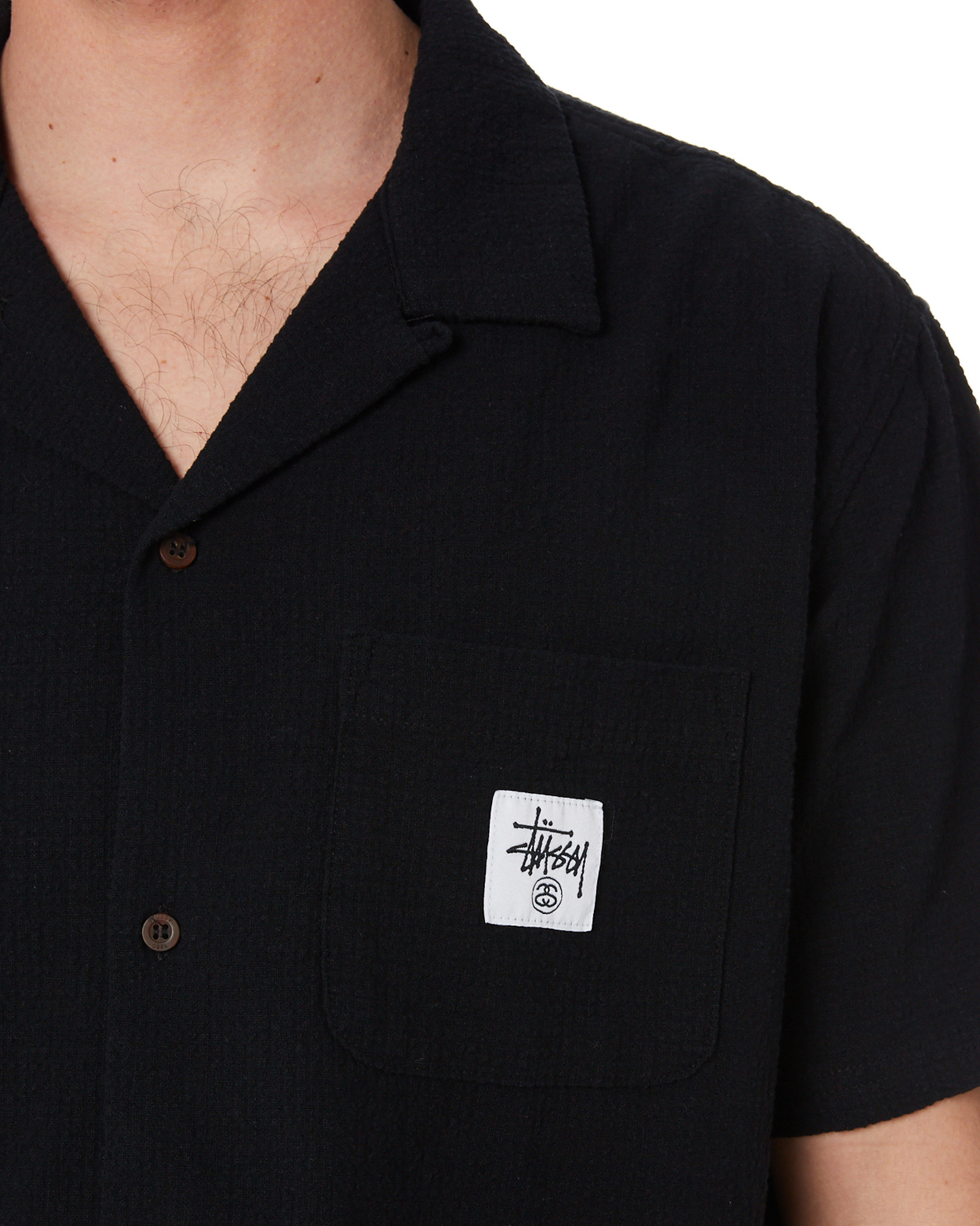 Stussy Grid Seersucker Mens Ss Shirt - Black | SurfStitch