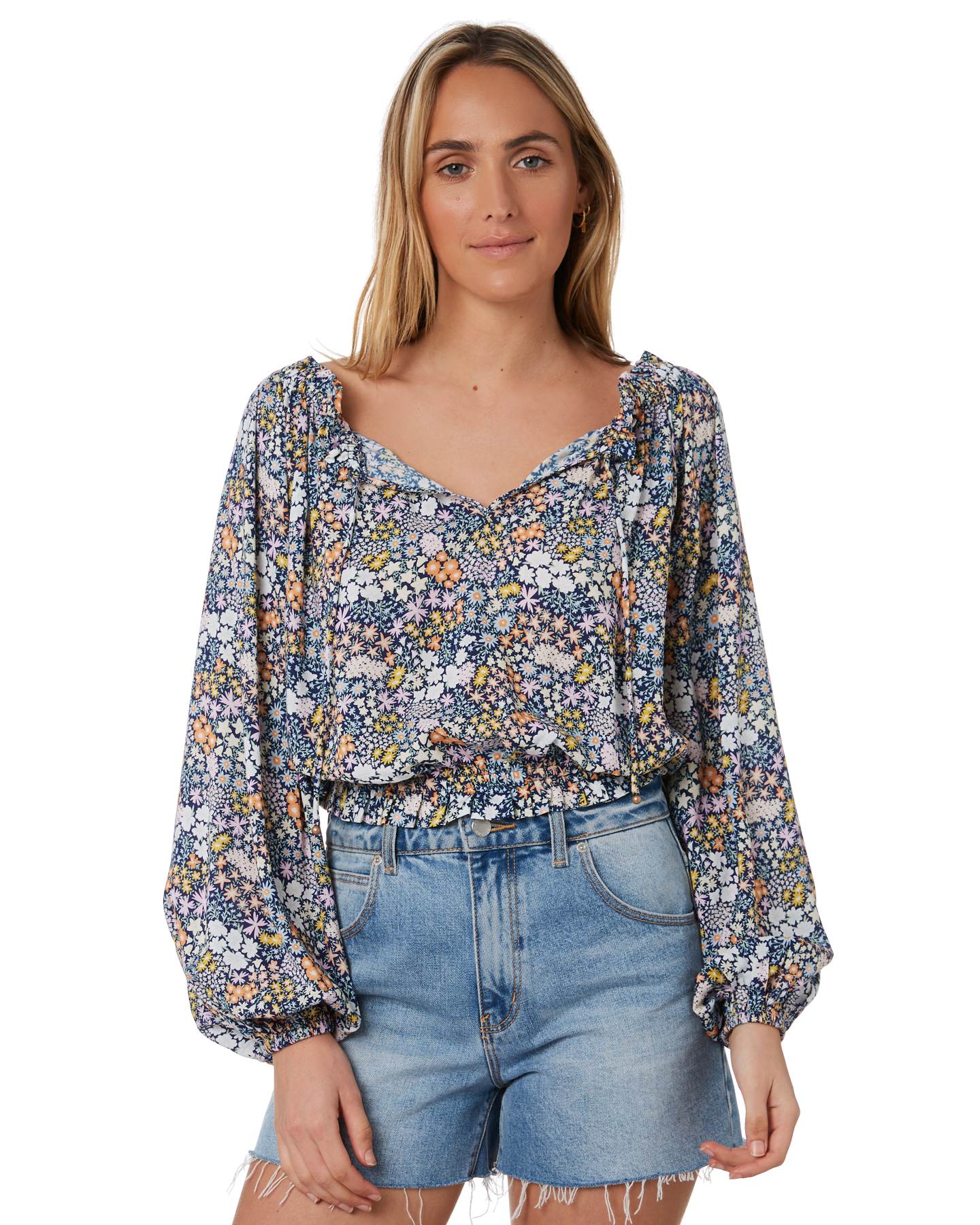 Tigerlily Dalia Cropped Blouse - Multi | SurfStitch