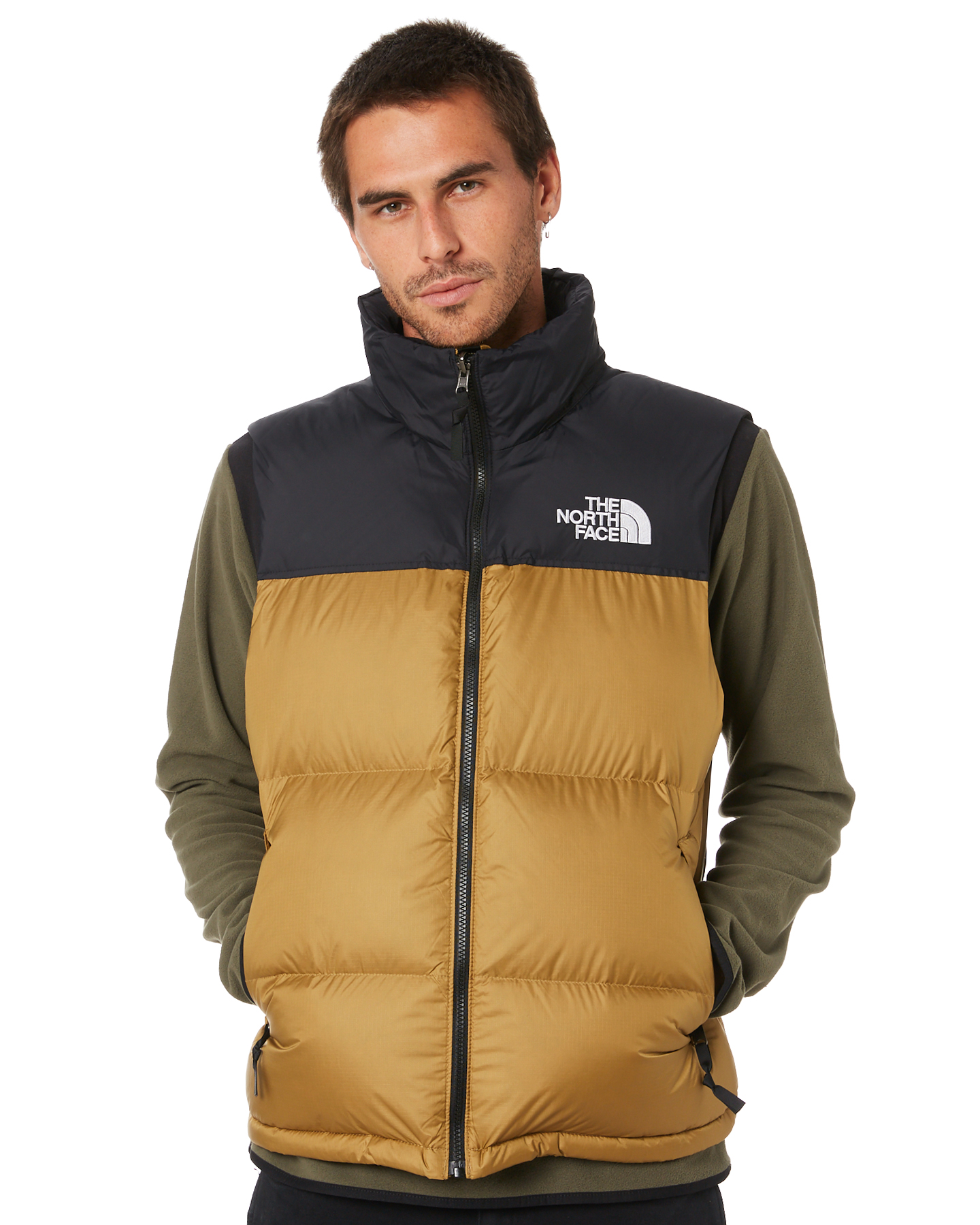 khaki north face puffer