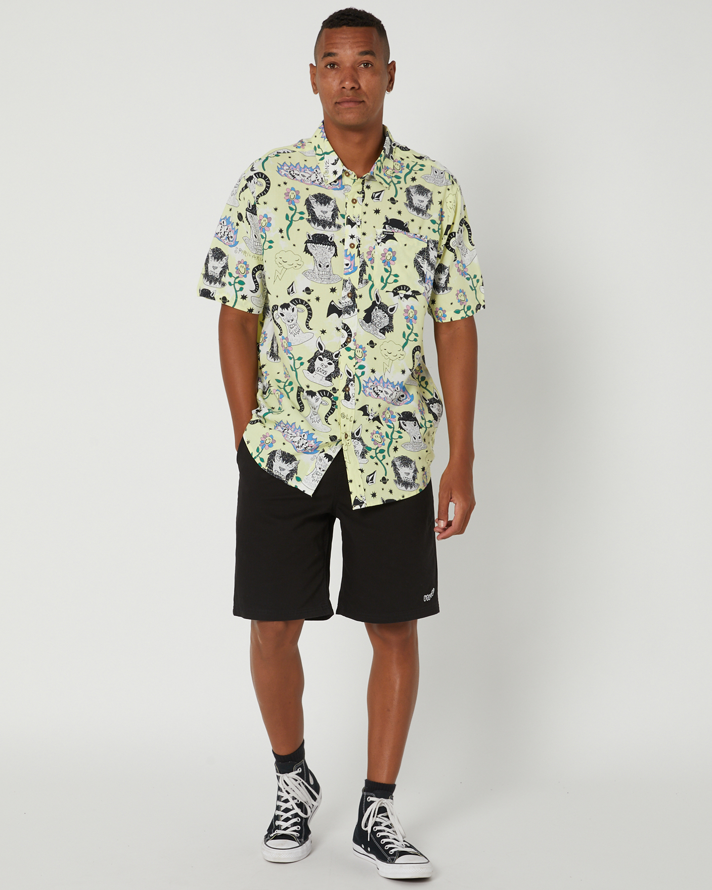 Volcom Surf Vitals Ozzy Mens Woven Ss Shirt - Glimmer Yellow | SurfStitch