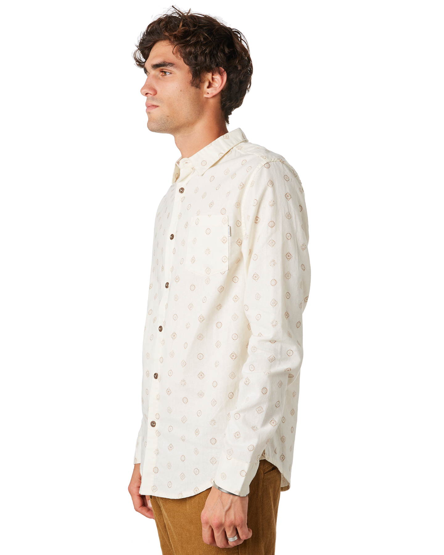 Rhythm Seedling Mens Ls Shirt - White | SurfStitch