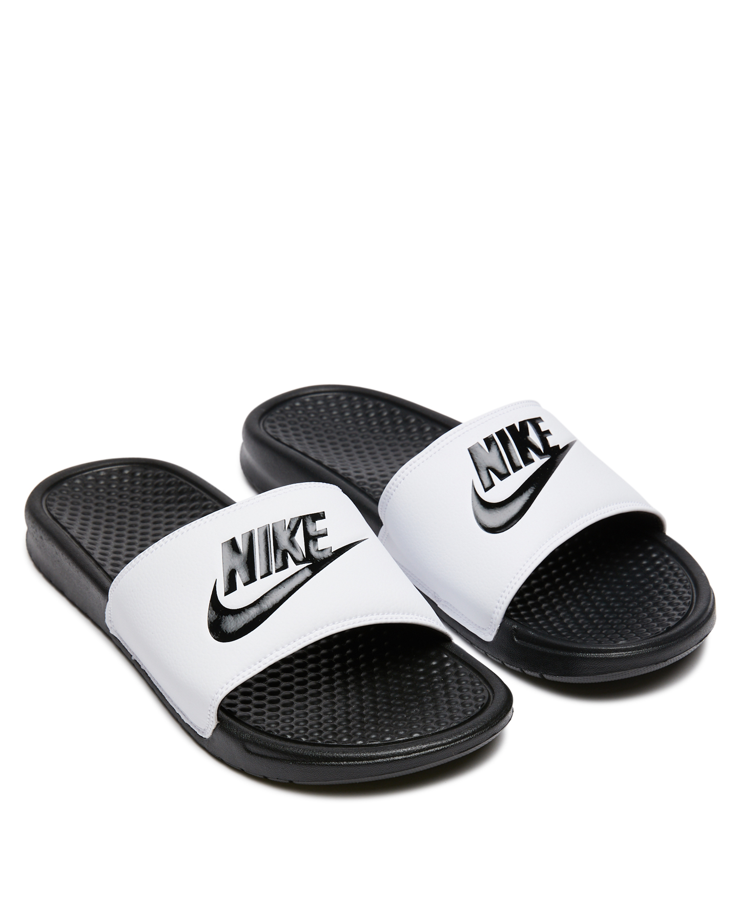 black and white nike sandals