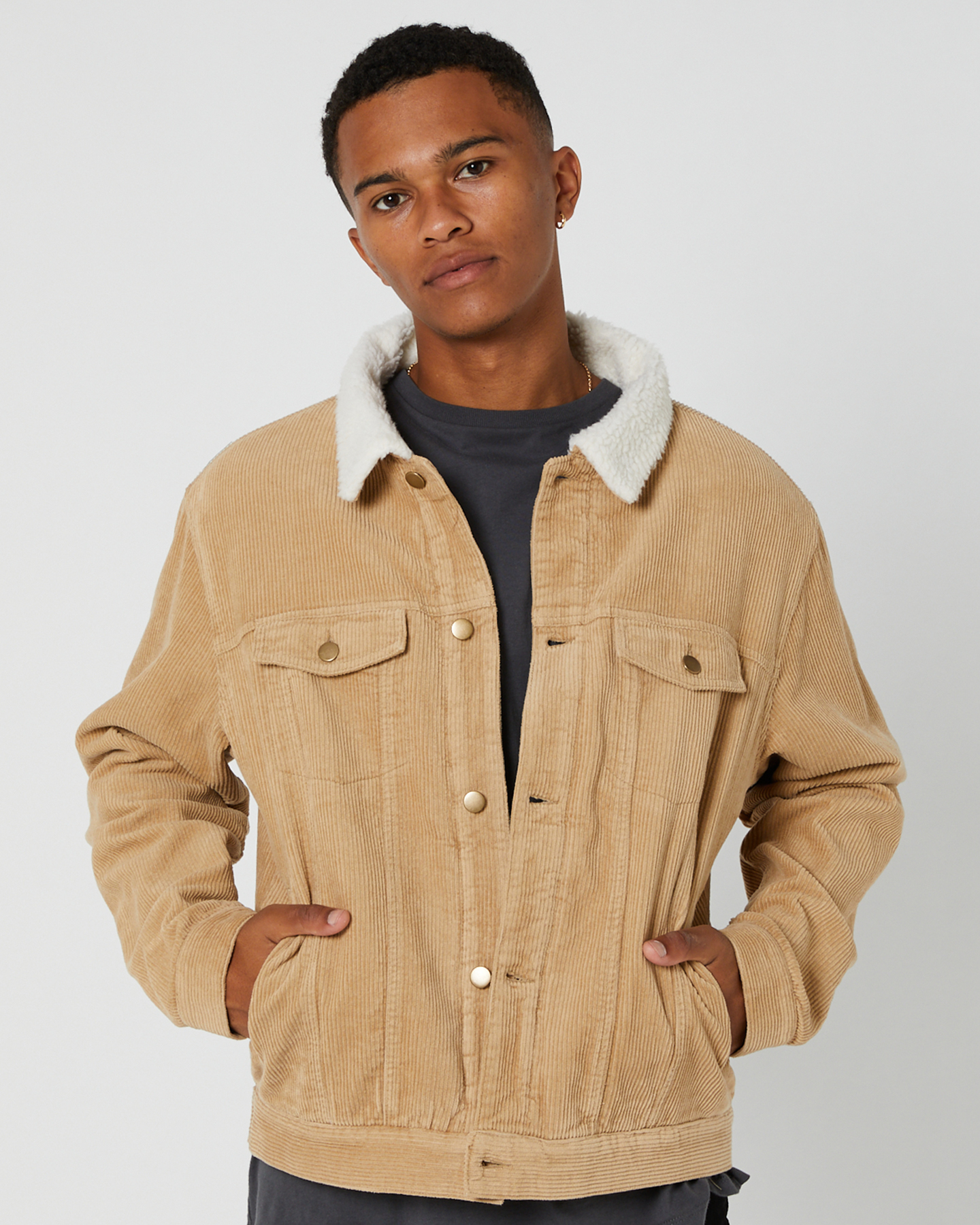 Swell Jackson Cord Sherpa Jacket - Tan Ecru | SurfStitch