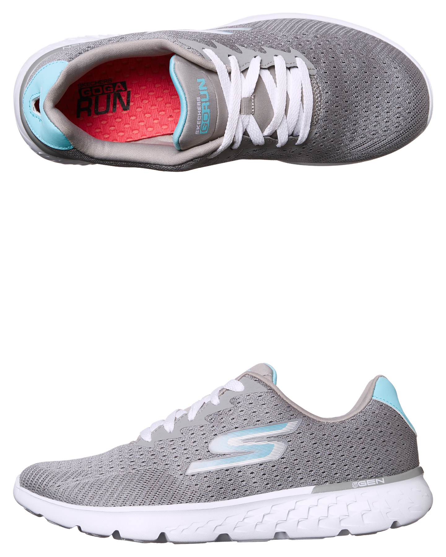 grey and blue skechers