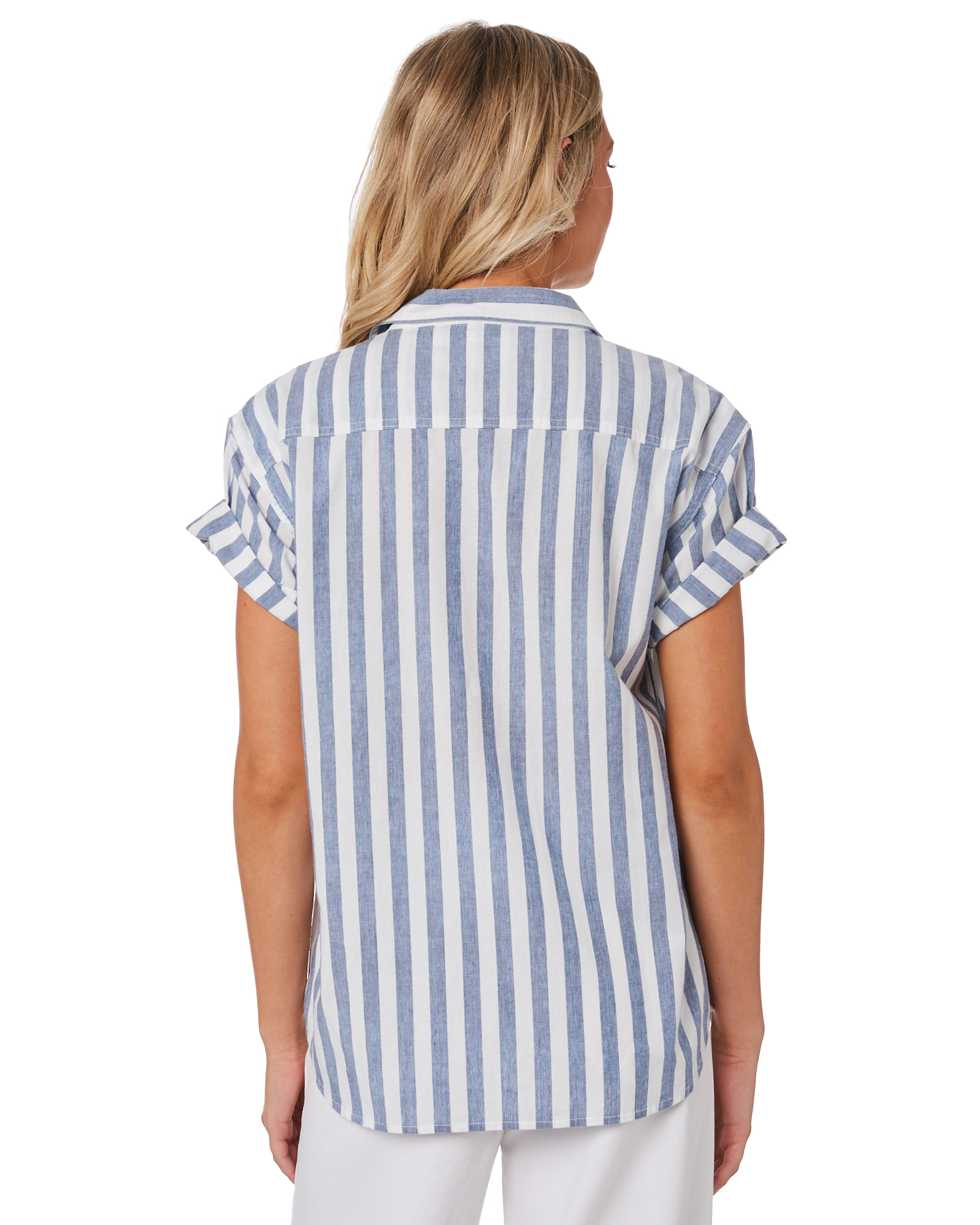 Rollas Daria Stripe Shirt - Blue White | SurfStitch