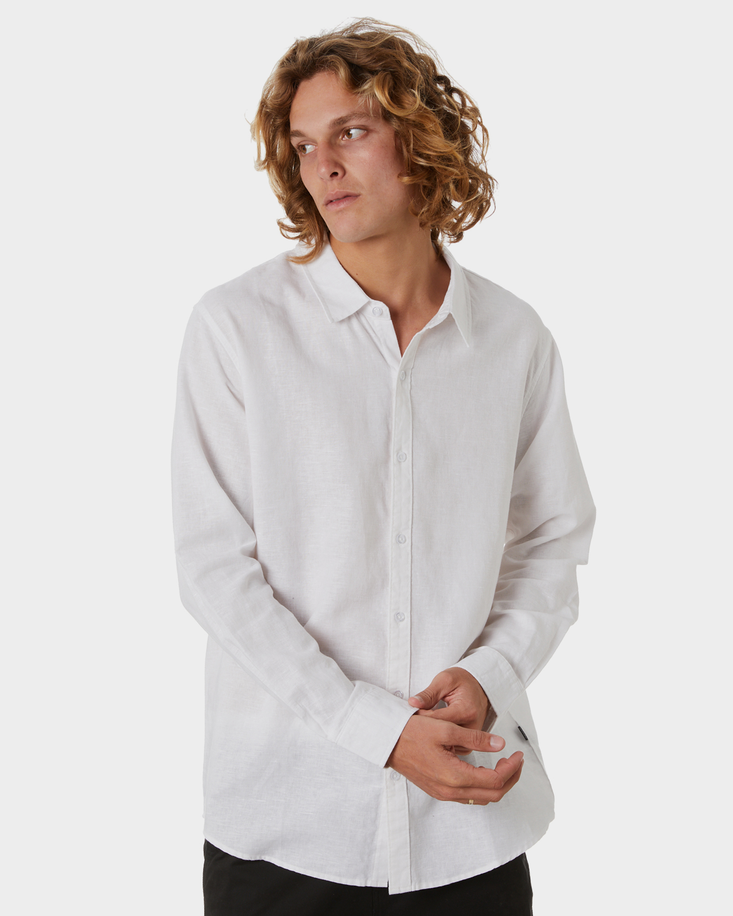 Swell Manila Ls Linen Shirt - White | SurfStitch
