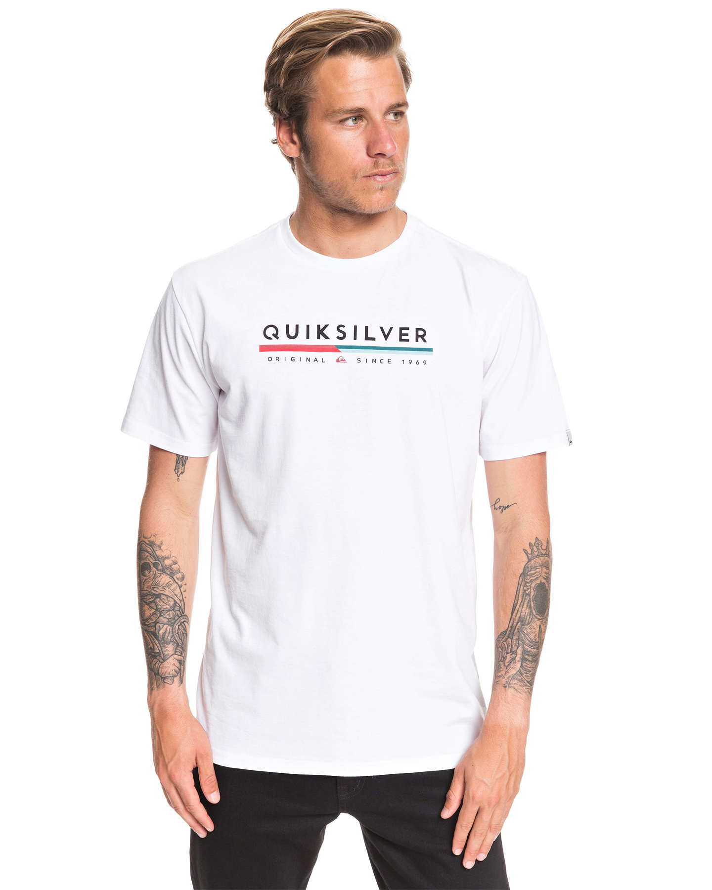 Quiksilver Mens Retro Lines T Shirt - White | SurfStitch