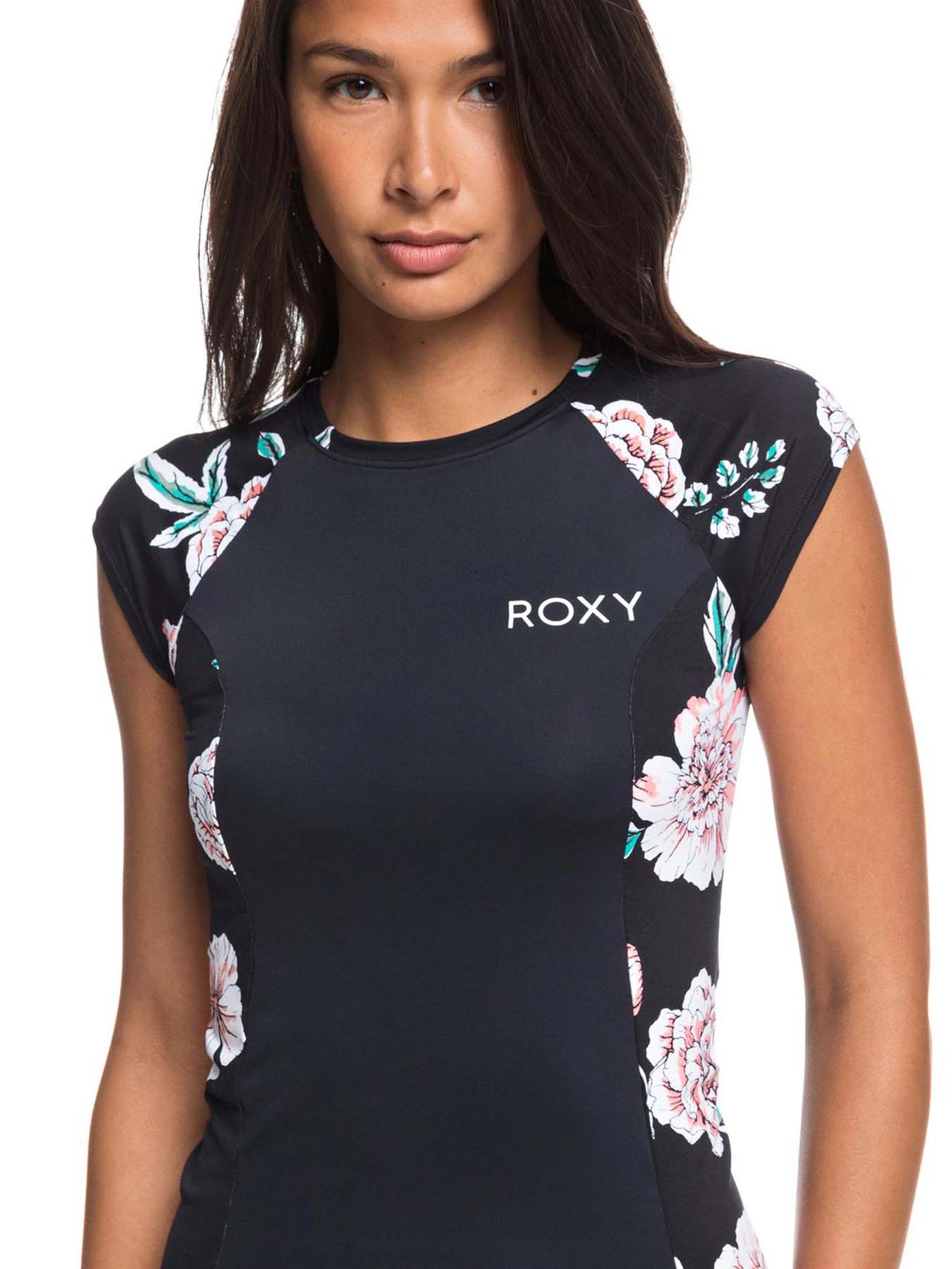 Roxy Womens Cap Sleeved Upf 50 Rash Vest Anthracite Swim Sept