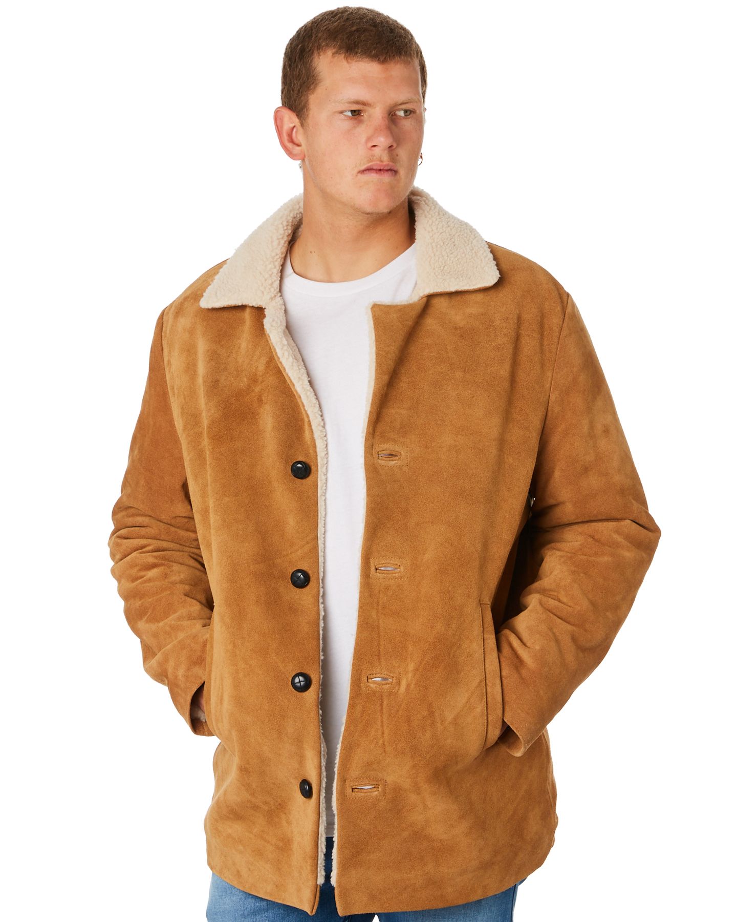Rollas Old Mate Classic Mens Sherpa Jacket - Tan Suede | SurfStitch