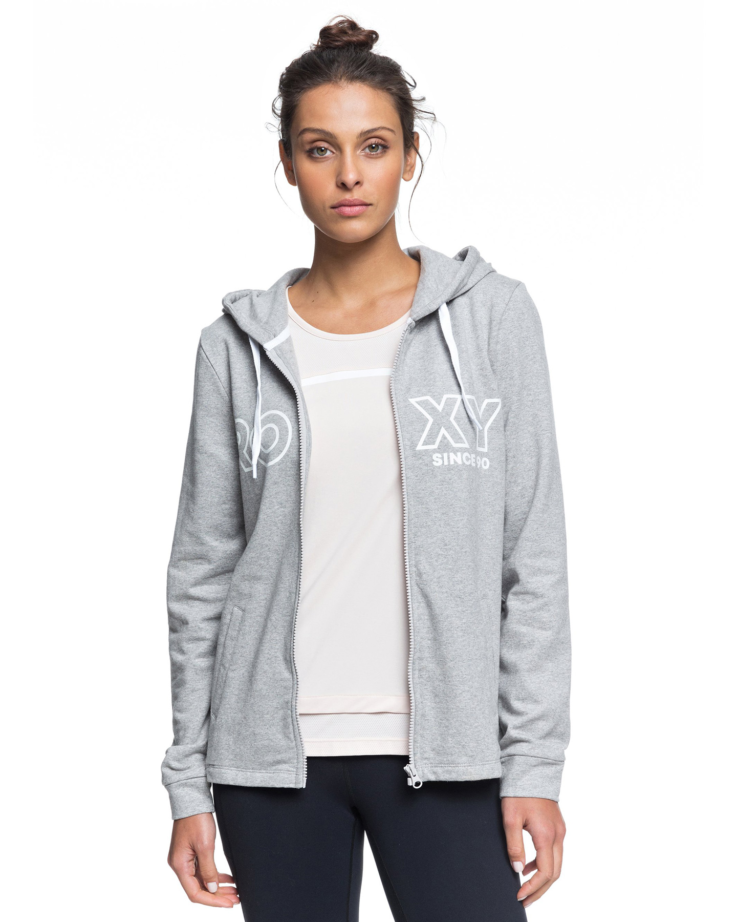 Roxy Womens Down On Me Zip Up Hoodie Heritage Heather SurfStitch