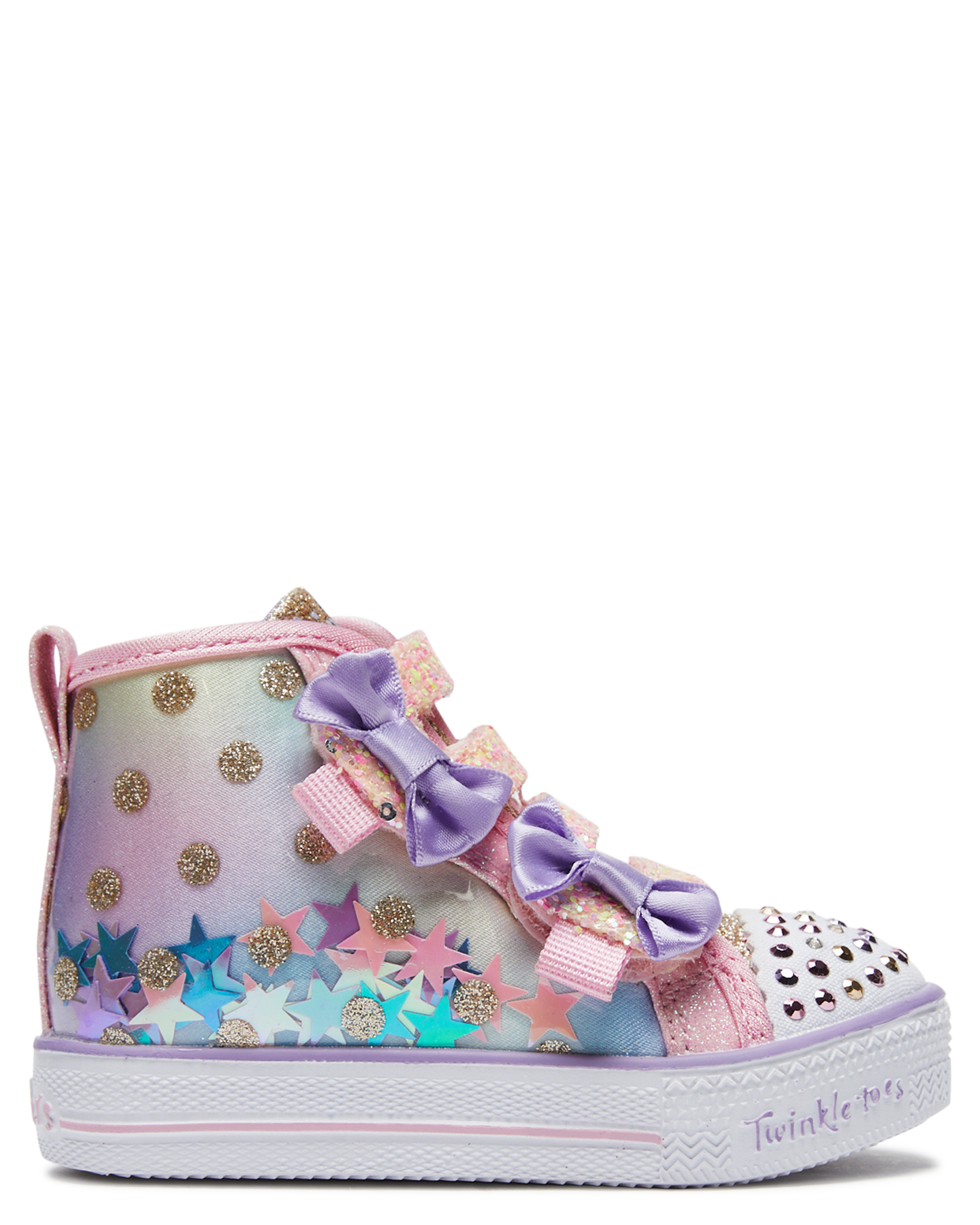 Skechers Girls Shuffle Confetti Star Shoe - Toddler - Light Pink Multi | SurfStitch